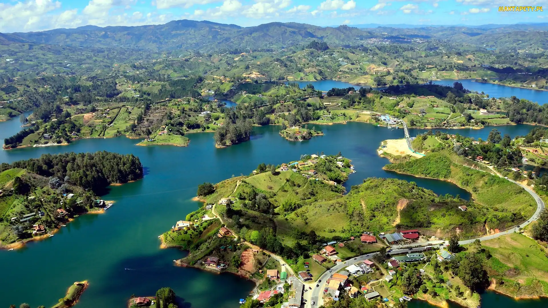 Guatapé, Wzgórza, Jeziora, Miasto, Kolumbia