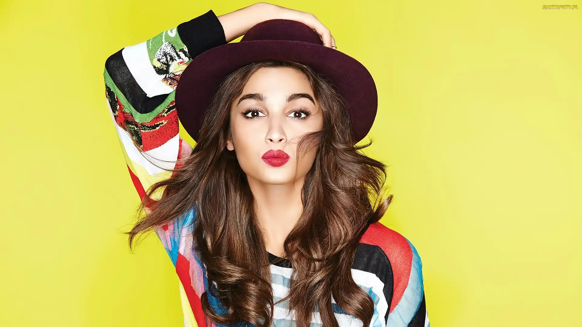 Alia Bhatt, Makijaż, Kolorowa, Kobieta, Sukienka, Ostry