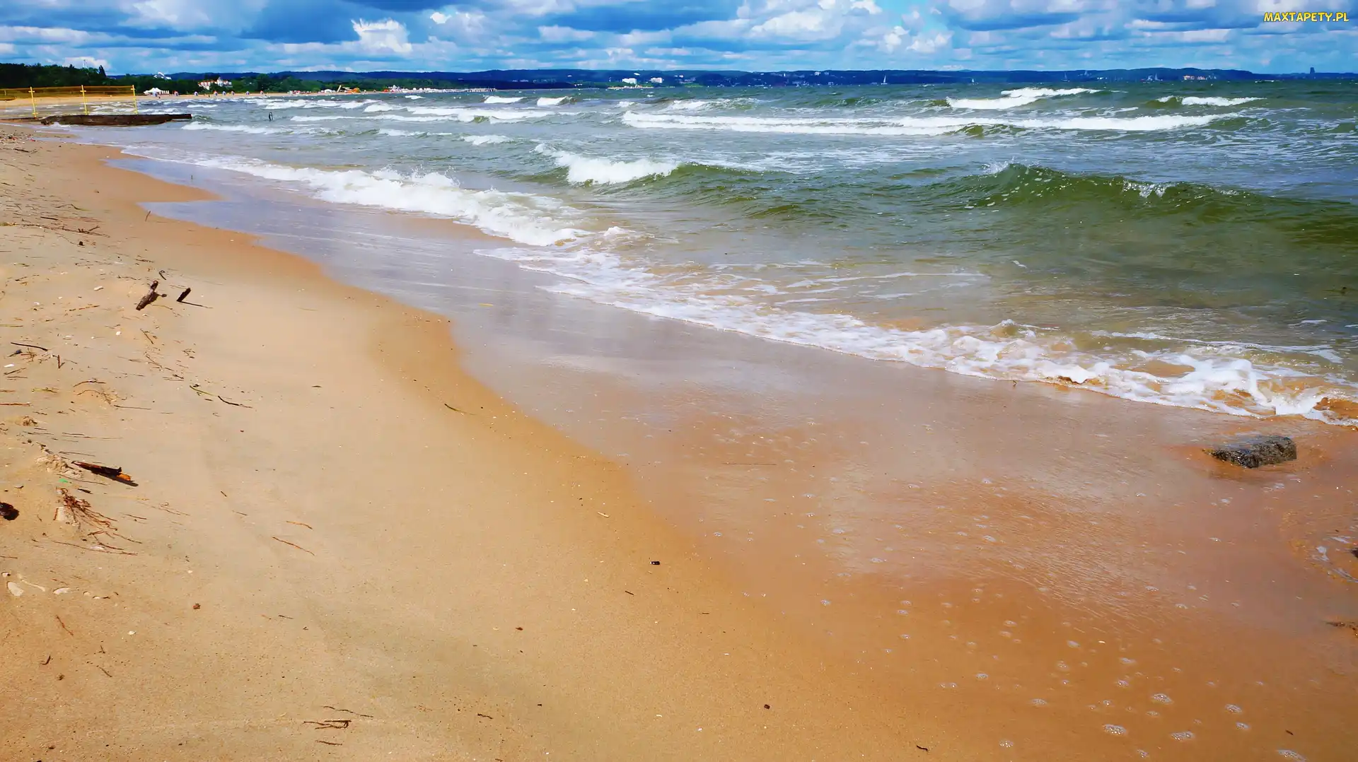 Piasek, Plaża, Bałtyk, Morze, Fale, Woda