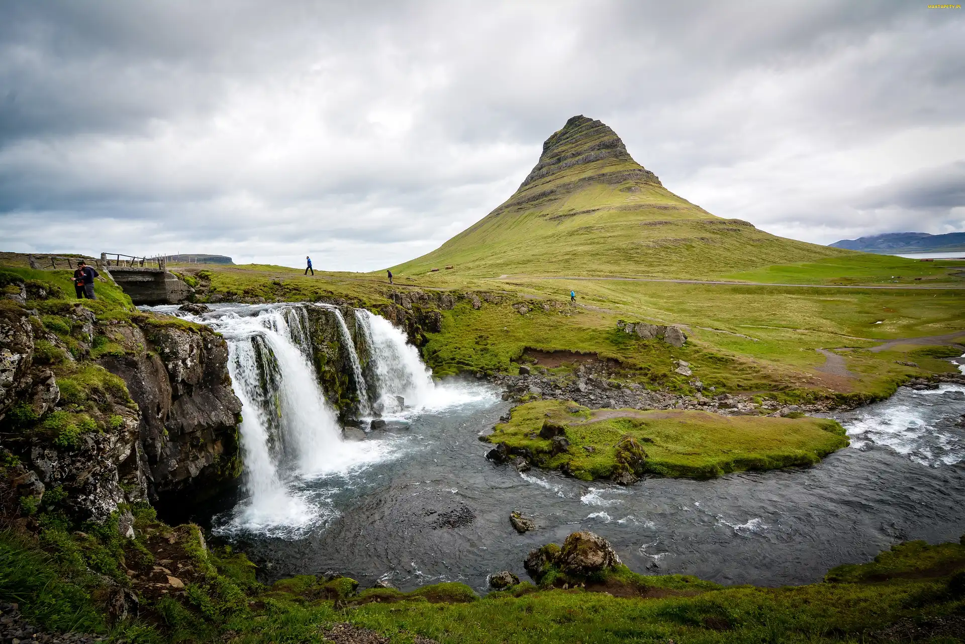 Wzgórze, Islandia, Rzeka, Wodospad