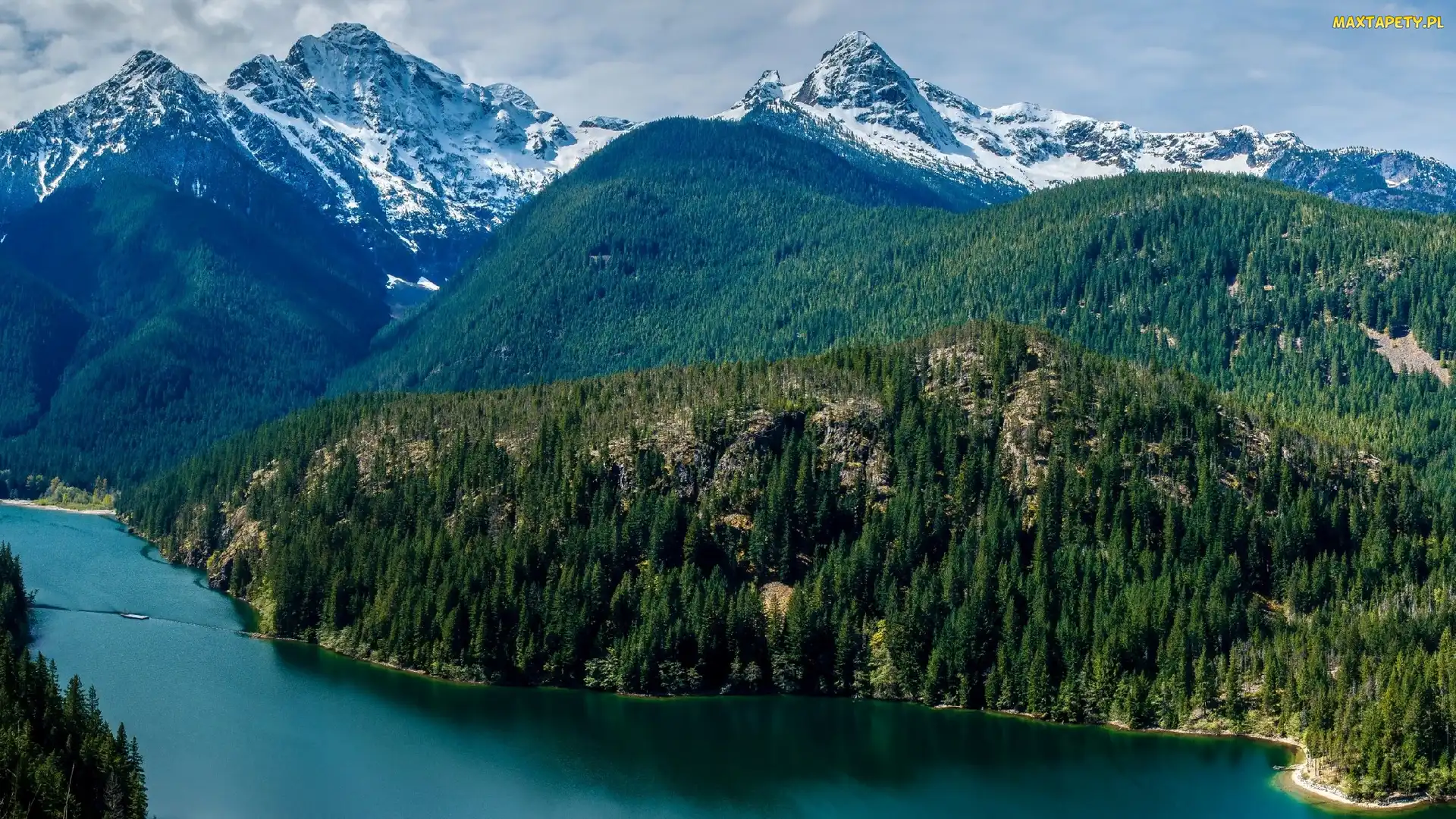 Lasy, Stany Zjednoczone, Góry, Jezioro Diablo Lake, Park Narodowy Północnych Gór Kaskadowych, Stan Waszyngton