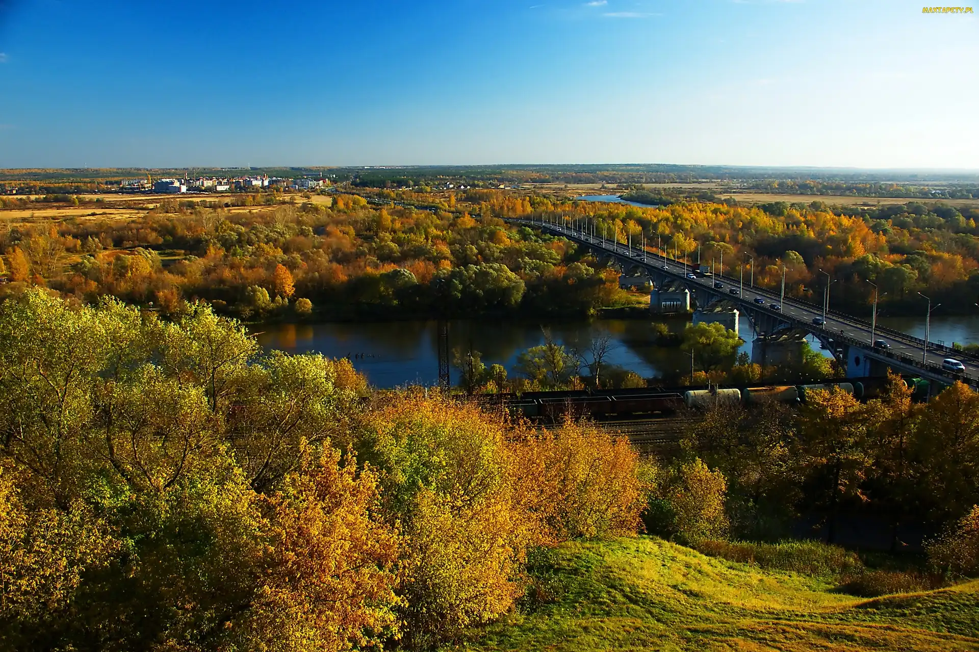 Most, Panorama, Lasy, Rzeka