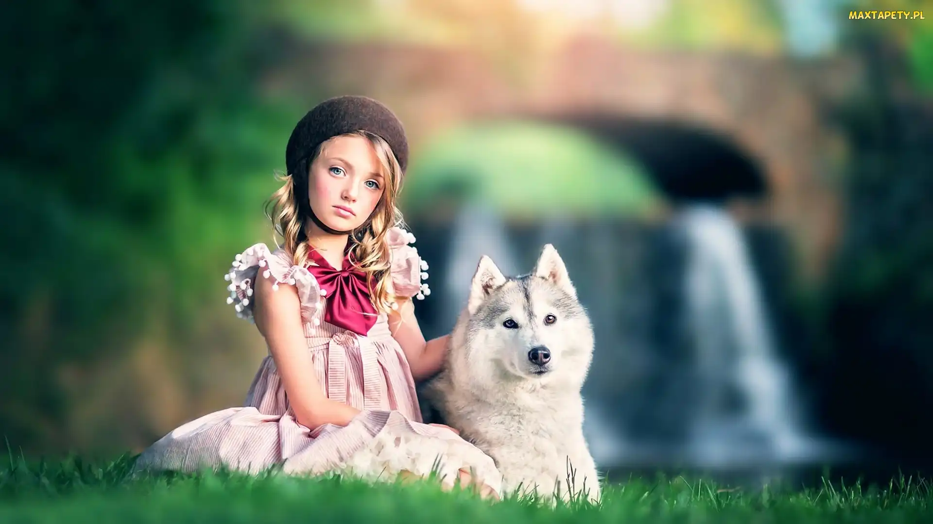 Dziewczynka, Husky, Siberian, Pies, Dziecko