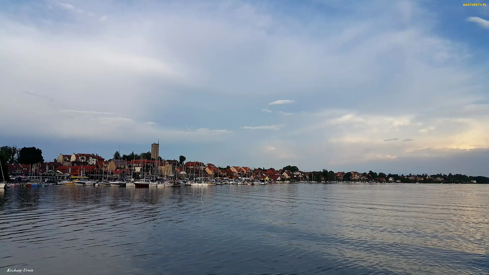 Przystań, Domy, Jachty, Motorówki, Jezioro