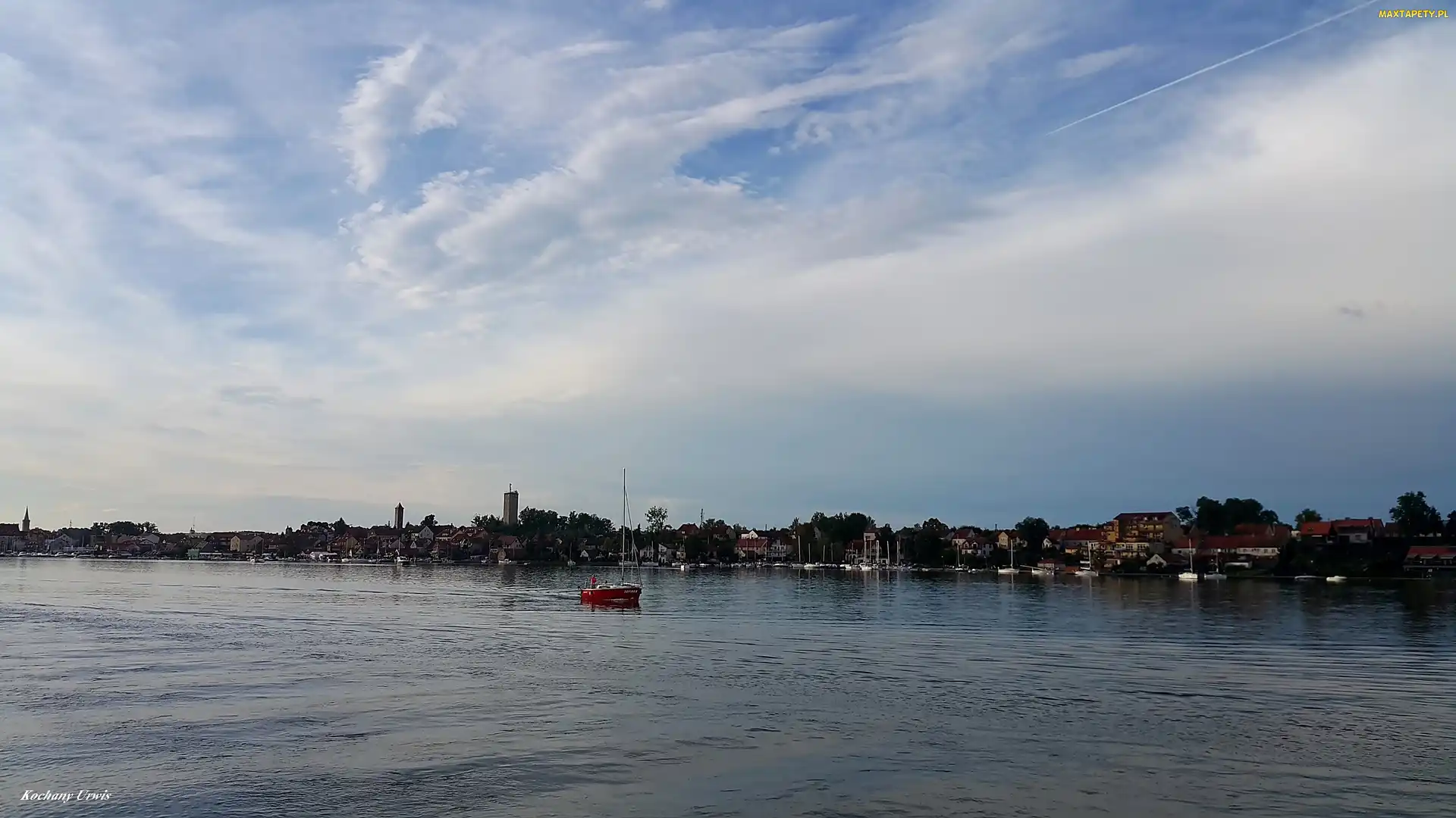 Jezioro, Domy, Brzeg, Statek