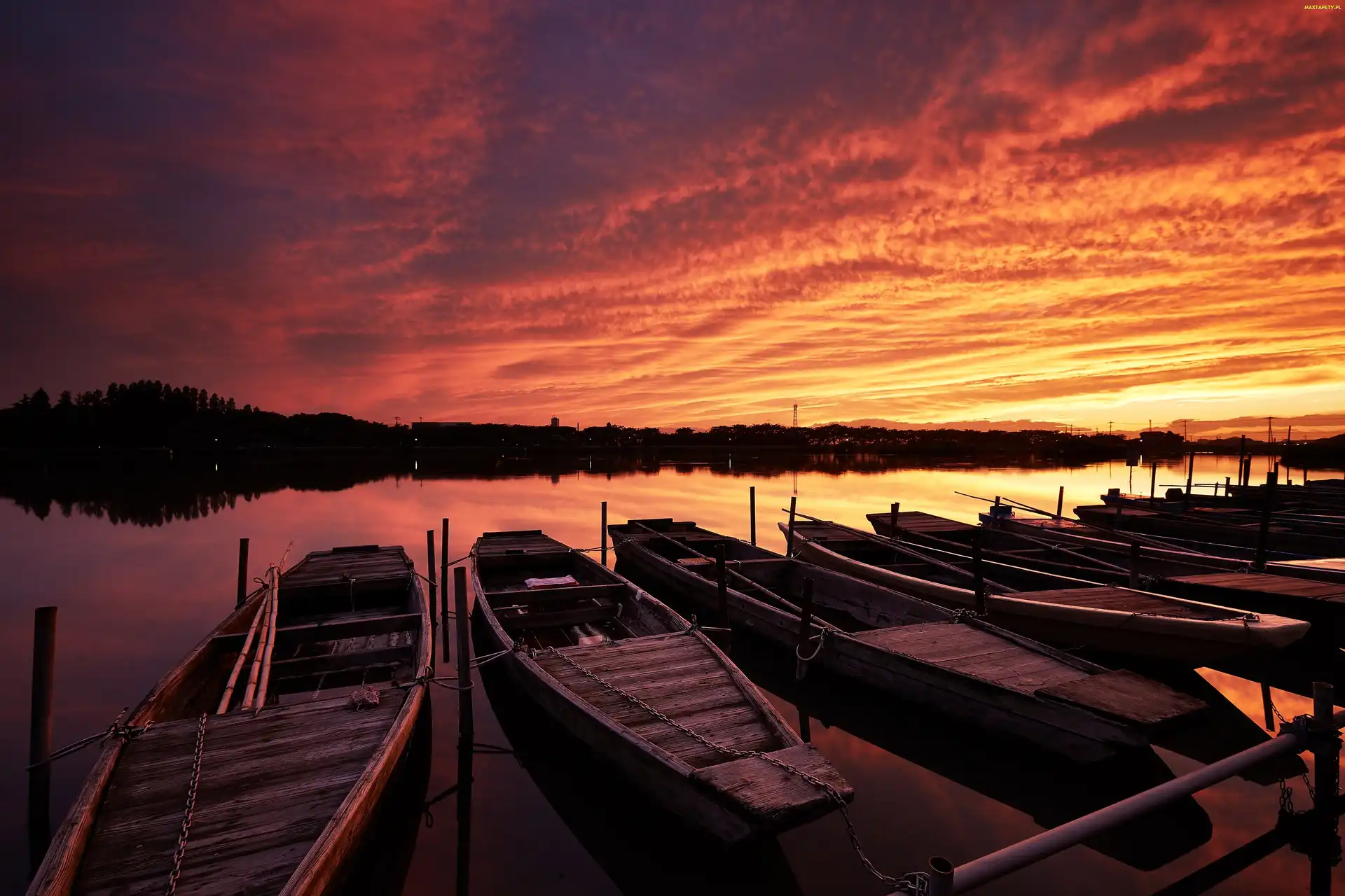 Jezioro, Kajaki, Zachód słońca