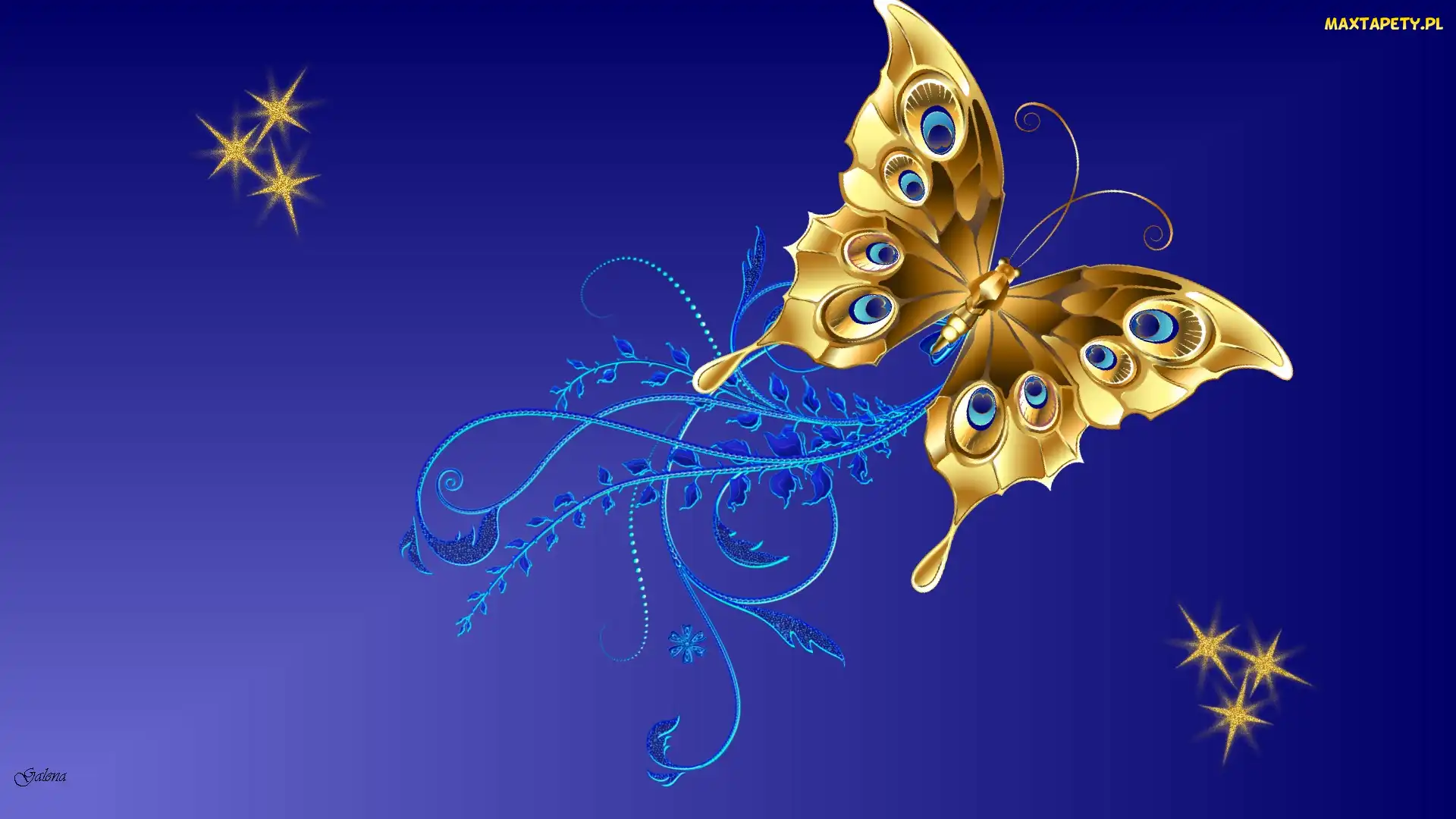 Grafika 2D, Gwiazdy, Motyl, Ornament