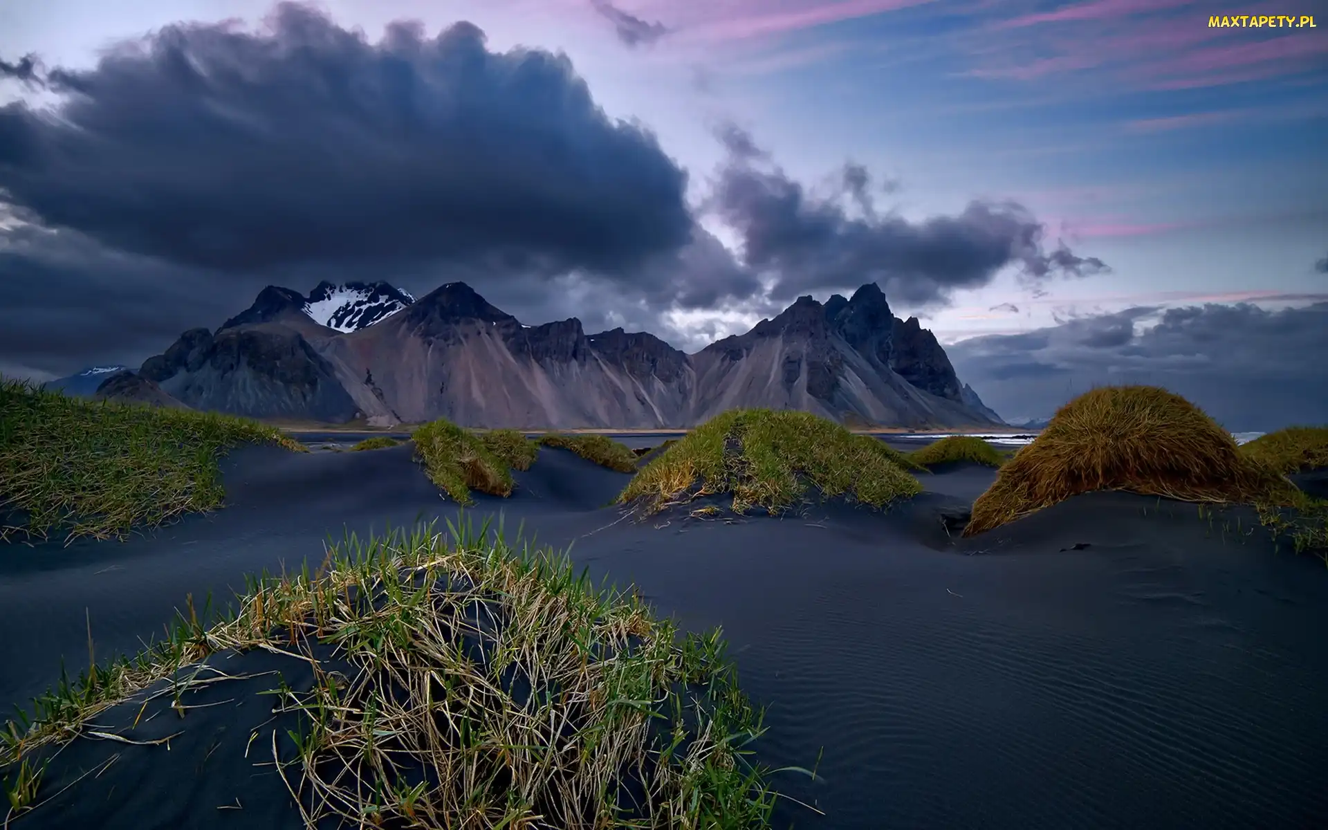 Niebo, Islandia, Wydmy, Morze, Góry