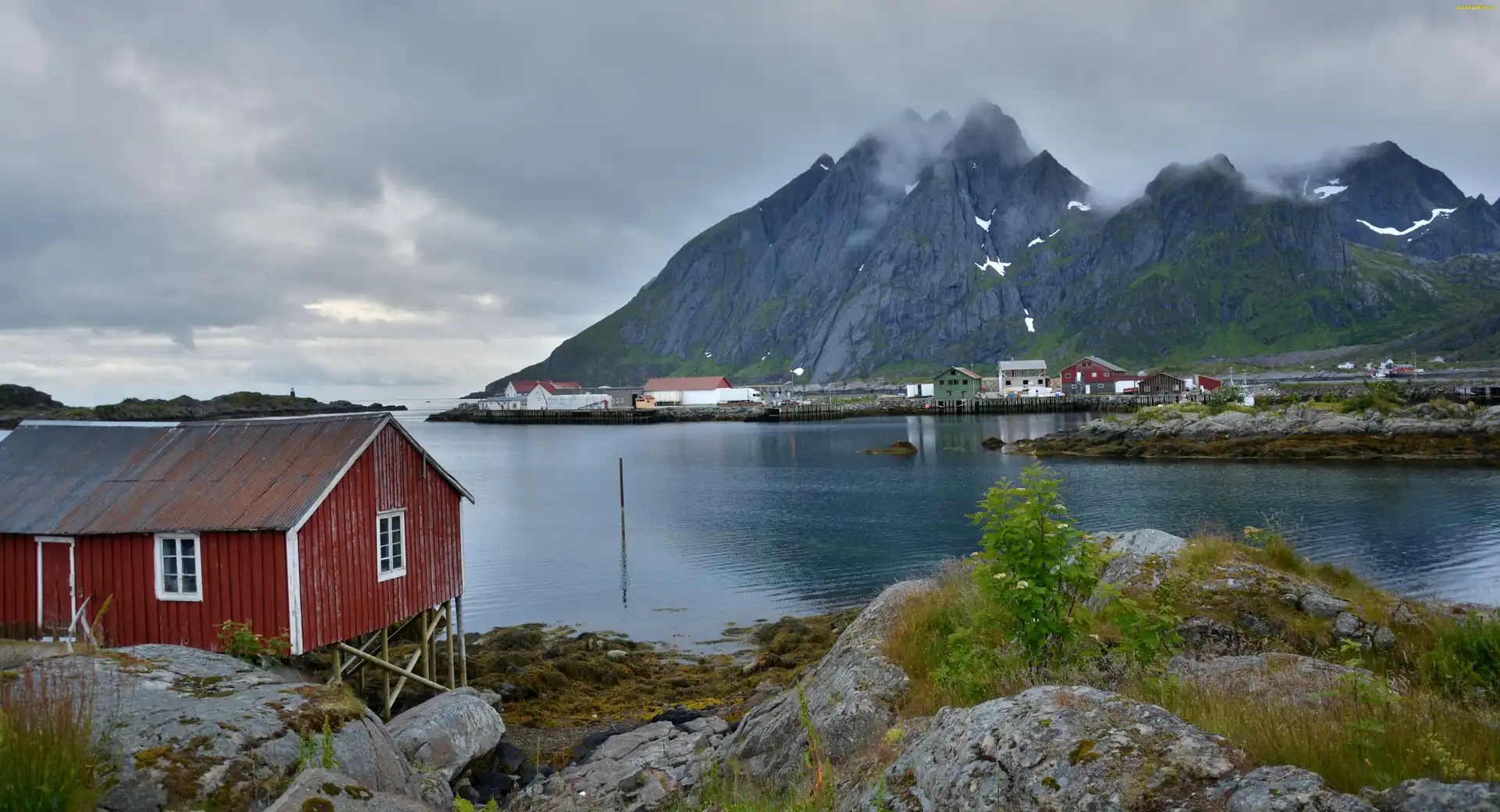 Norwegia, Morze, Lofoty, Góry