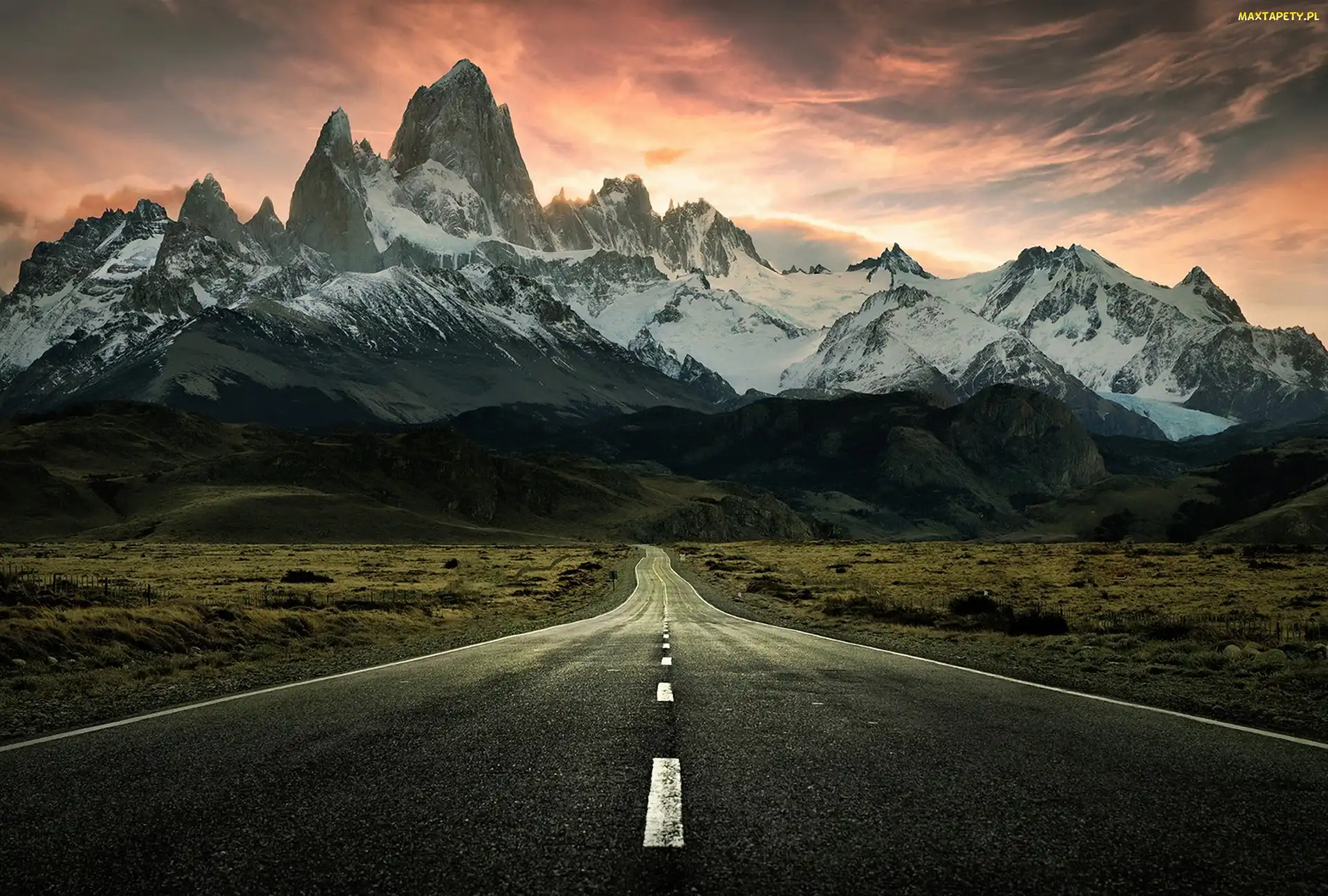 Niebo, Drogi, Patagonia, Fitz Roy, Argentyna, Góry