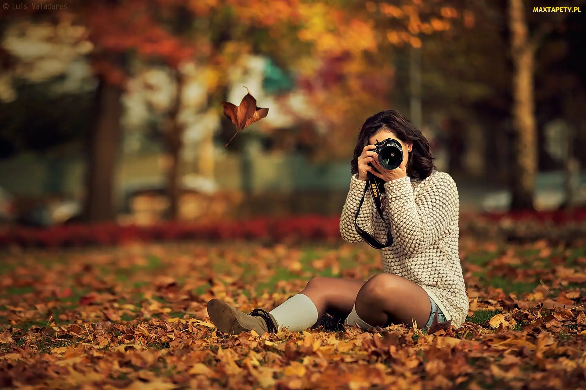 Kobieta, Nikon, Fotograficzny, Aparat