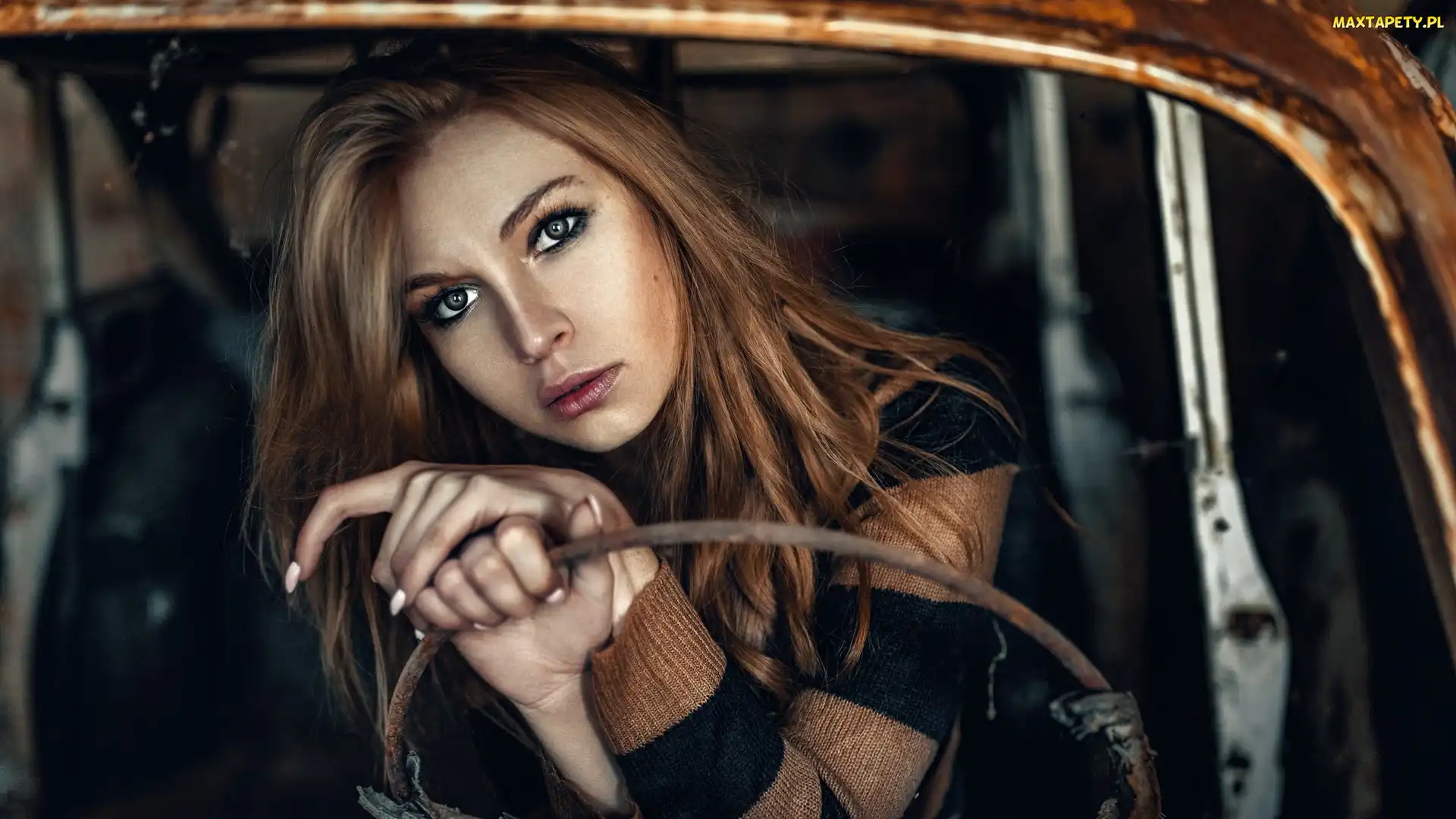 Kobieta, Kierownica, Auto
