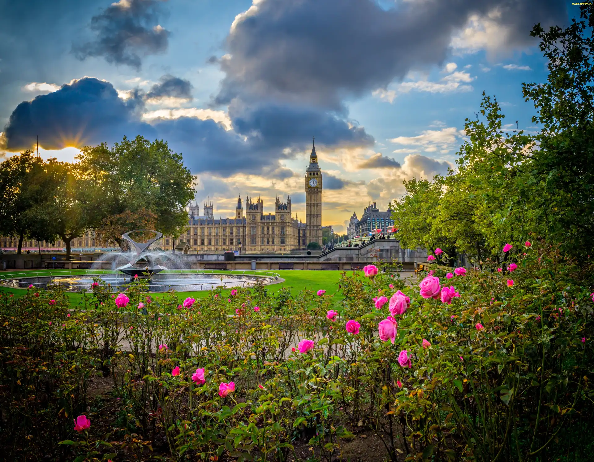 Anglia, Big Ben, Fontanna, Pałac Westminsterski, Londyn