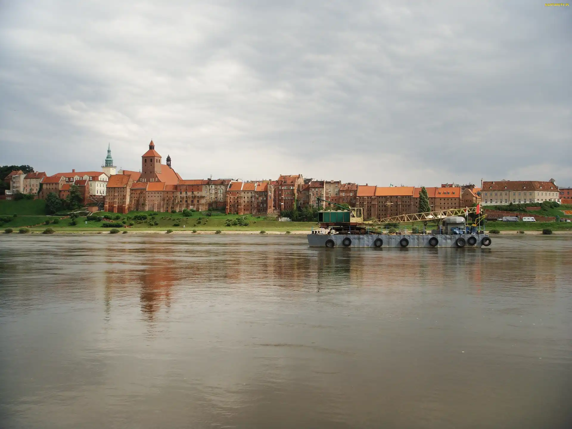 Grudziądz, Miasto, Rzeka, Krajobraz, Wisła, Błonia Wiślane