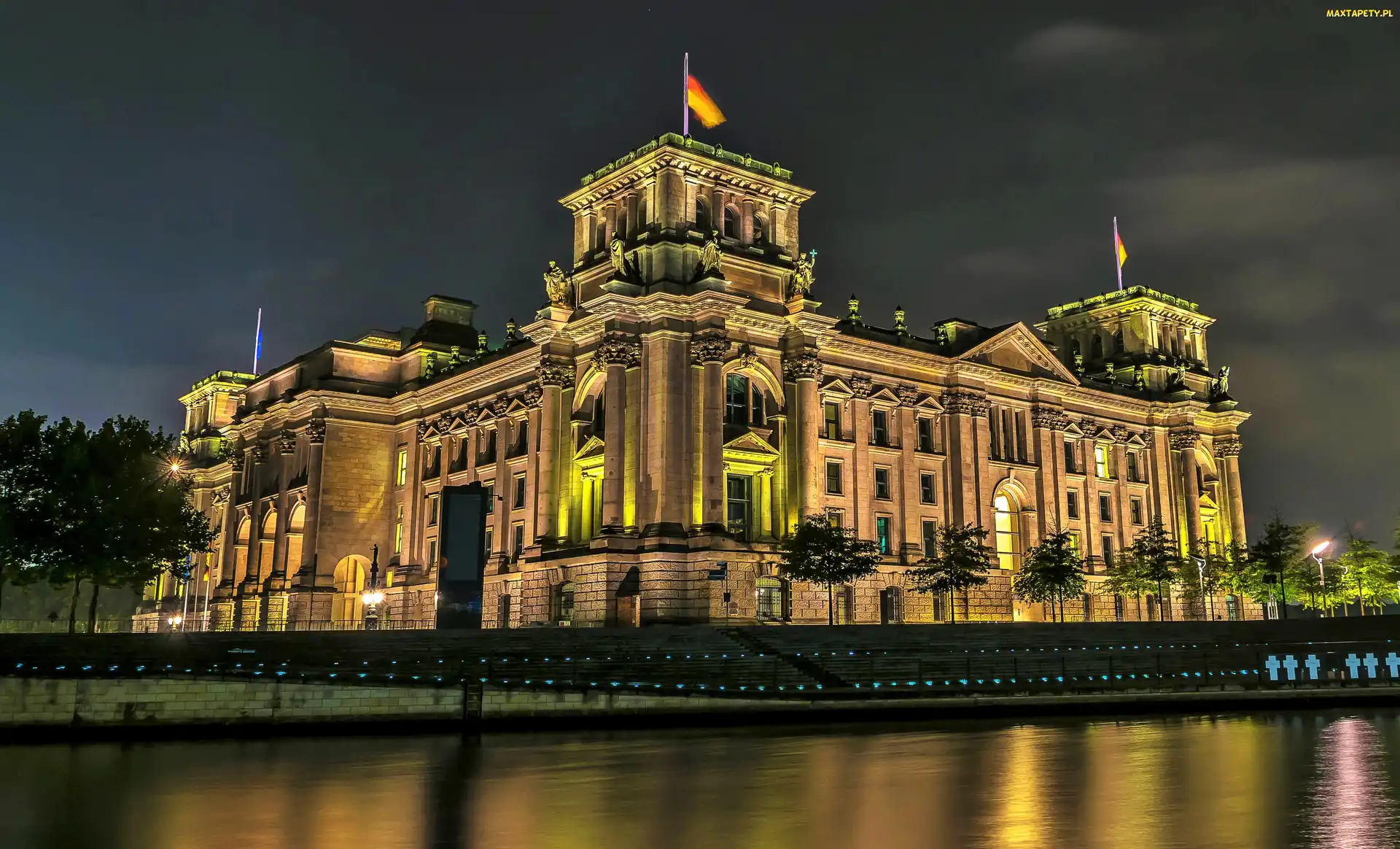 Noc, Reichstag, Berlin, Niemcy, Europa, Dom