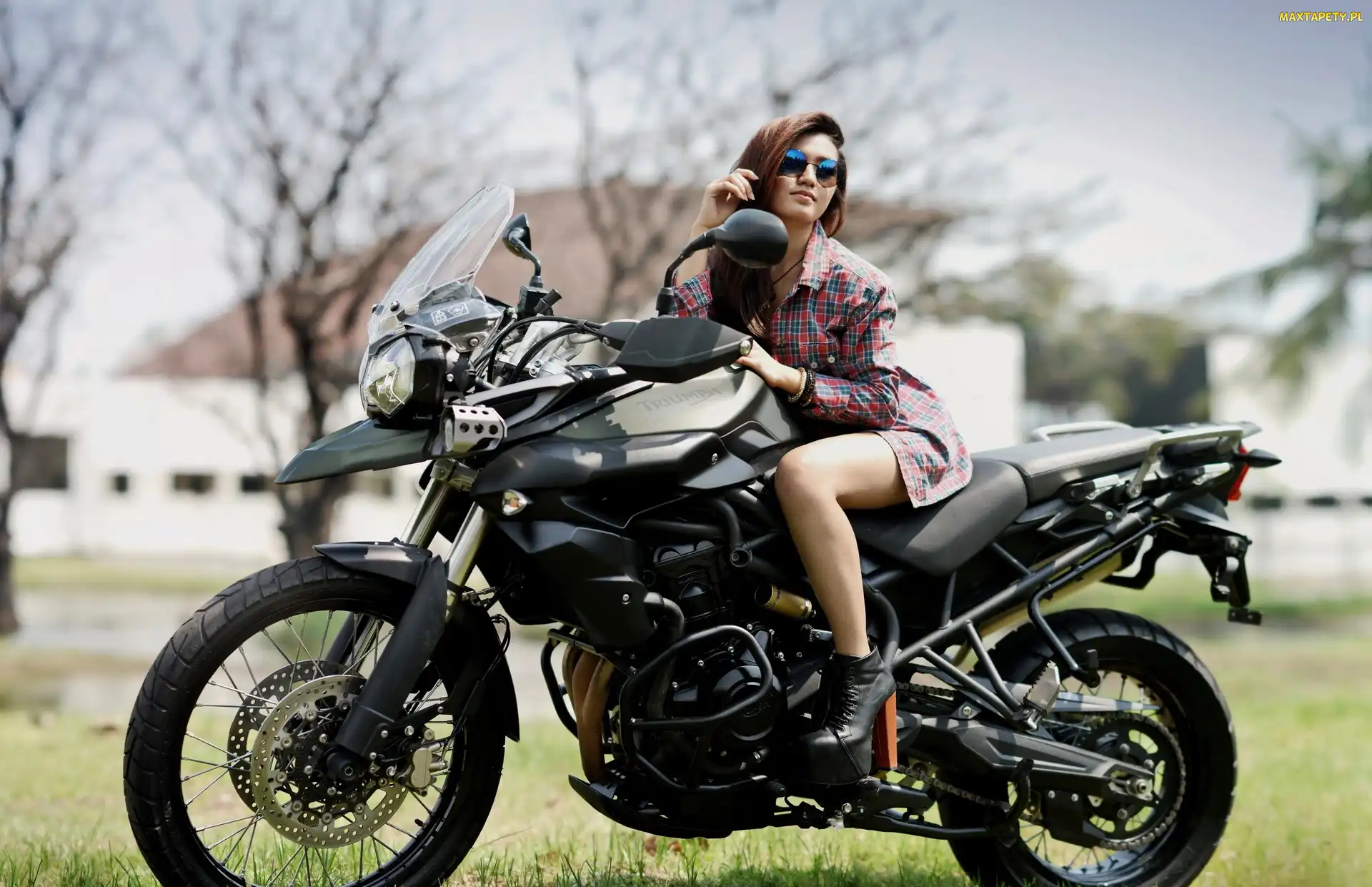 Motocykl, Triumph, Kobieta
