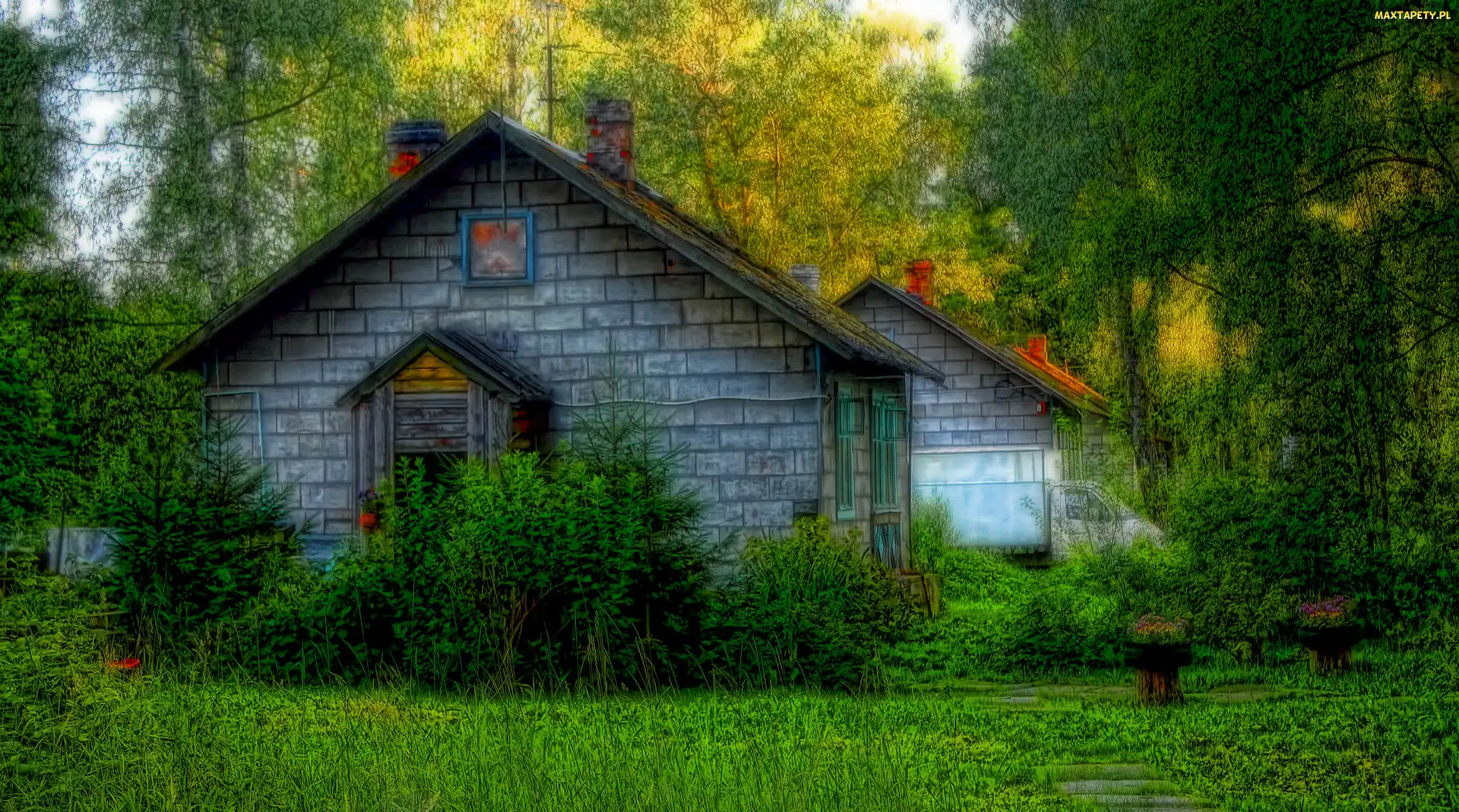 HDR, Roślinność, Domy, Drzewa