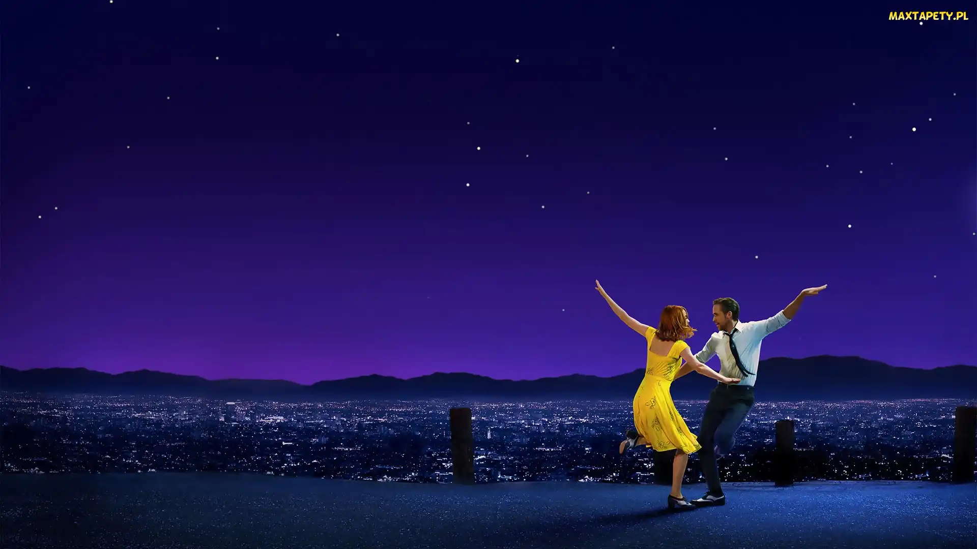 Film, La La Land, Miasto nocą, Ryan Gosling, Taniec, Emma Stone