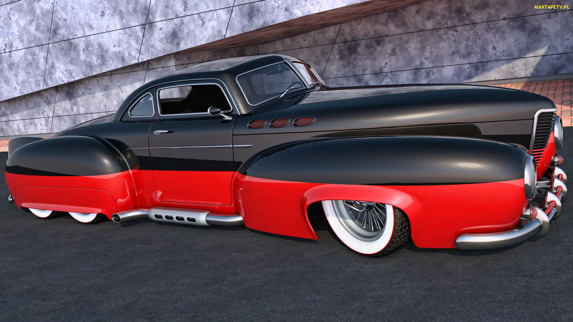 V8 Helmet Rod, Rat Rod, Samochód, Czarno-czerwony