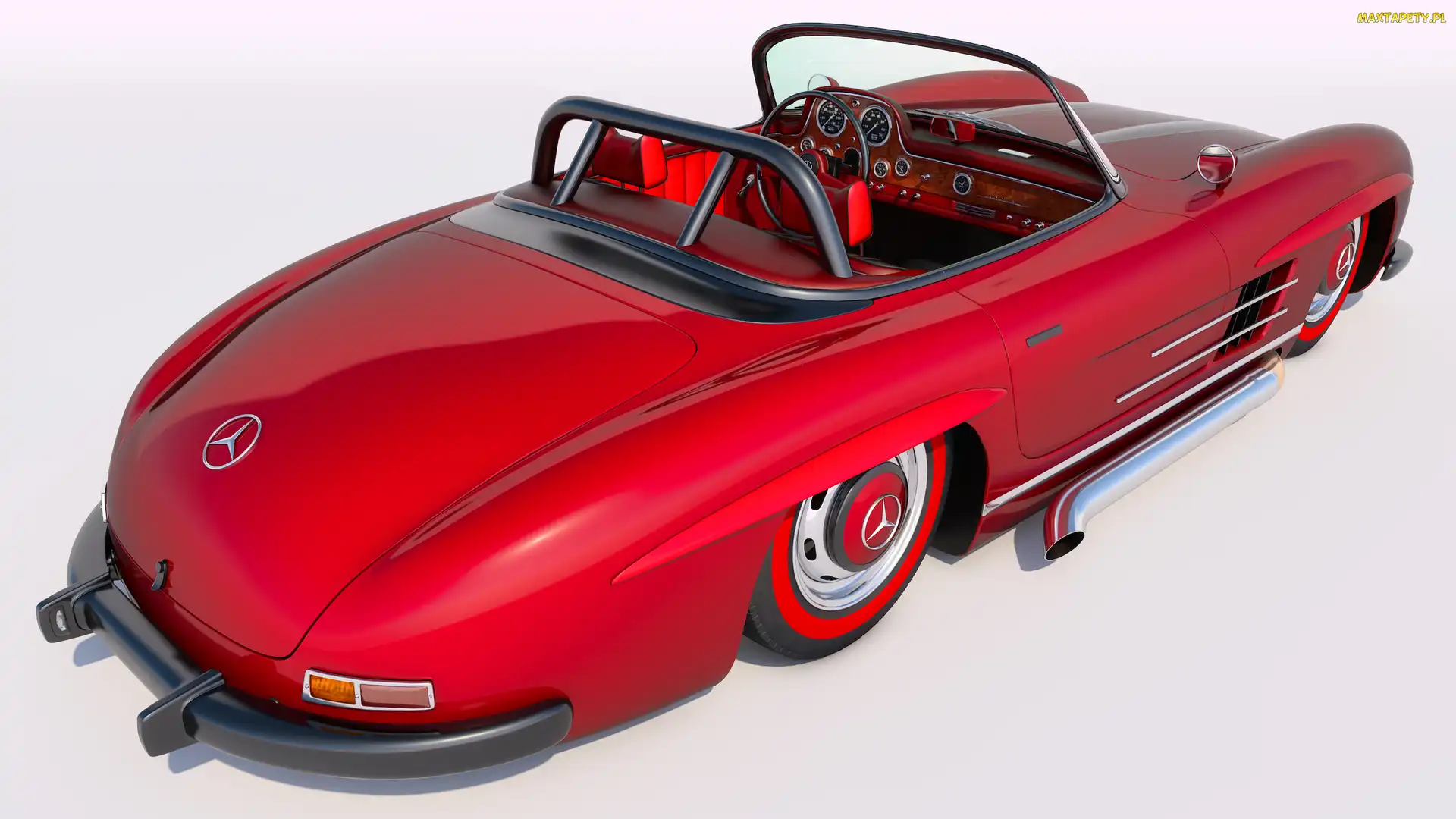 Czerwony, 1956, Roadster, Mercedes Benz 300 SL, Zabytkowy