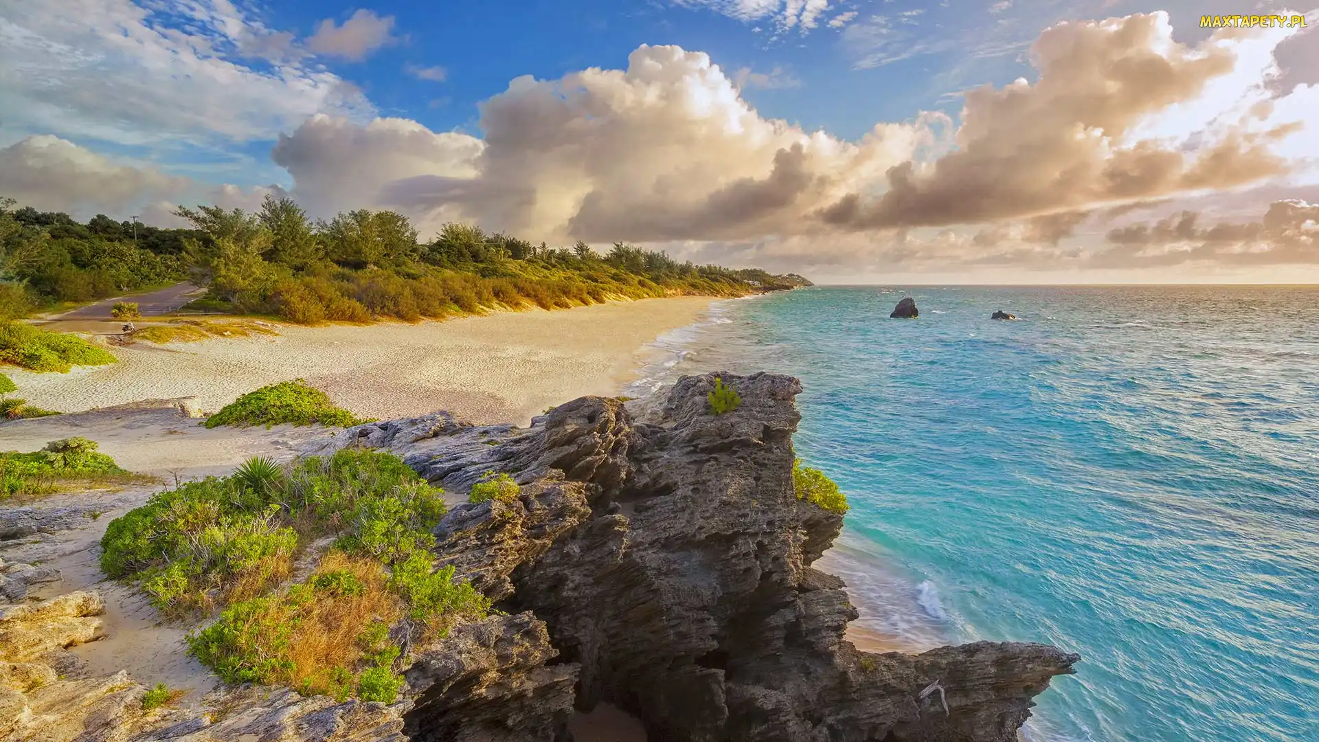 Skały, Morze, Bermudy, Plaża Warwick Long Bay