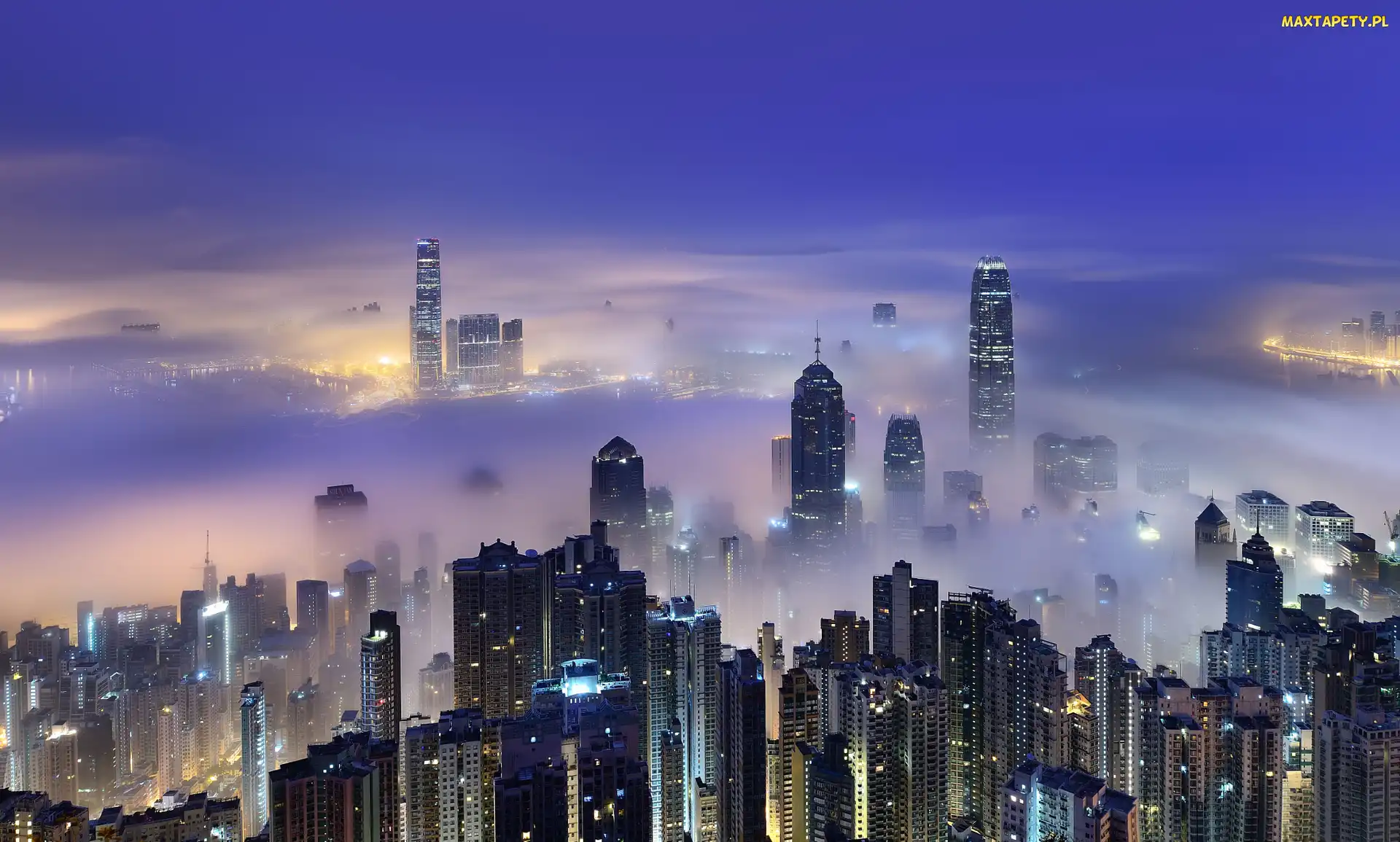 Drapacze chmur, Mgła, Hong Kong, Z lotu ptaka