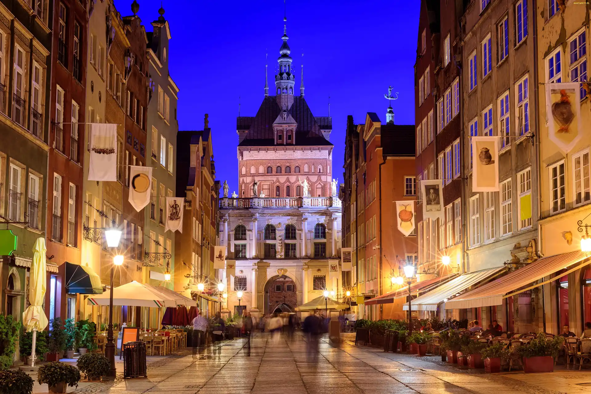 Miasto nocą, Ulica, Polska, Gdańsk