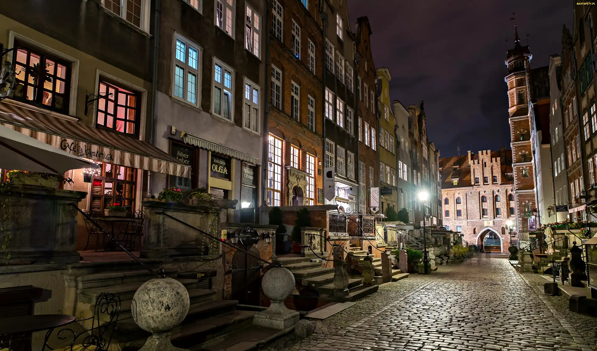 Gdańsk, Miasto nocą, Polska