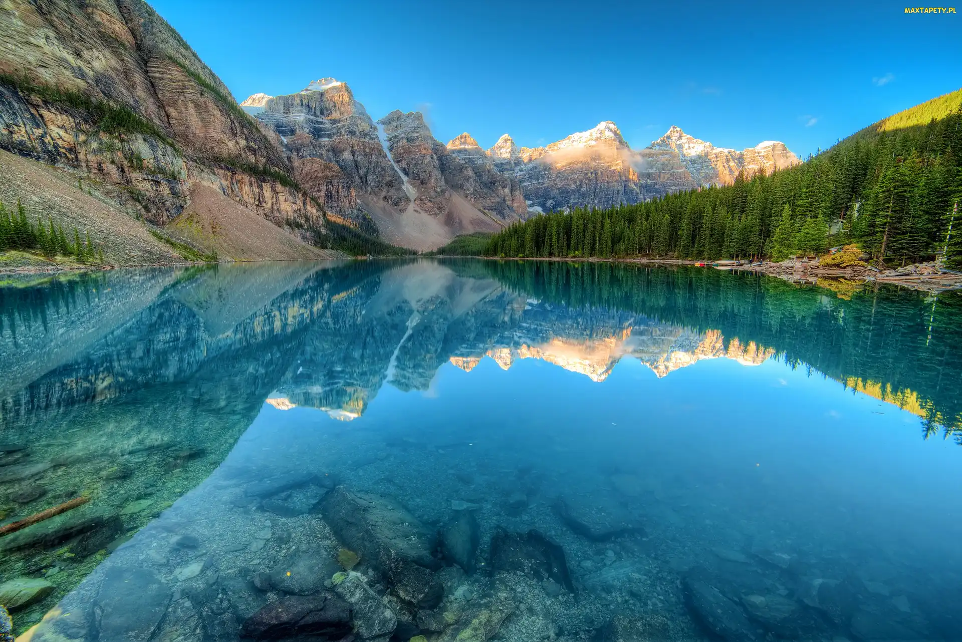 Park Narodowy Banff, Jezioro Moraine, Lasy, Góry, Kanada