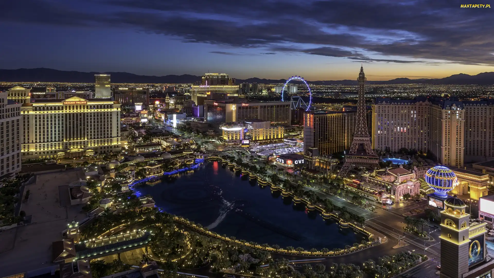 Las Vegas, Miasto nocą, Stany Zjednoczone