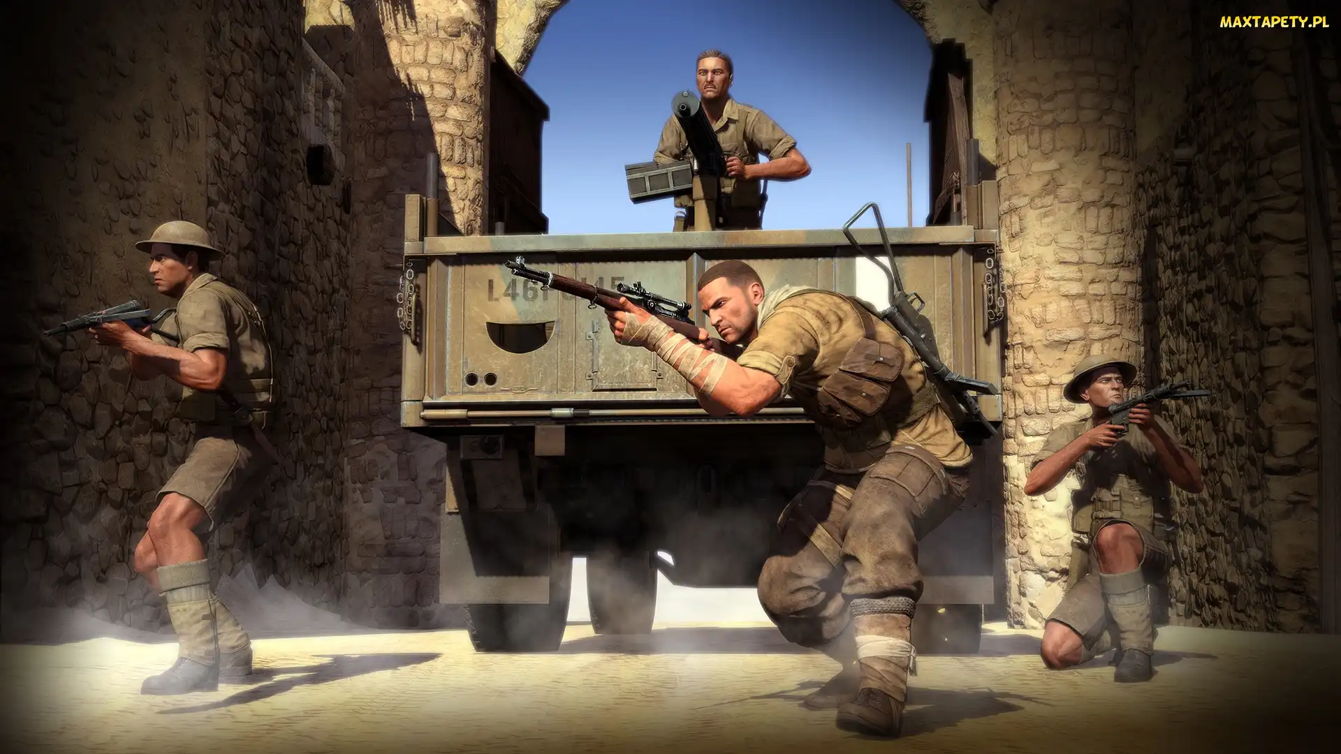 Ciężarówka, Żołnierze, Gra, Sniper Elite 3: Afrika