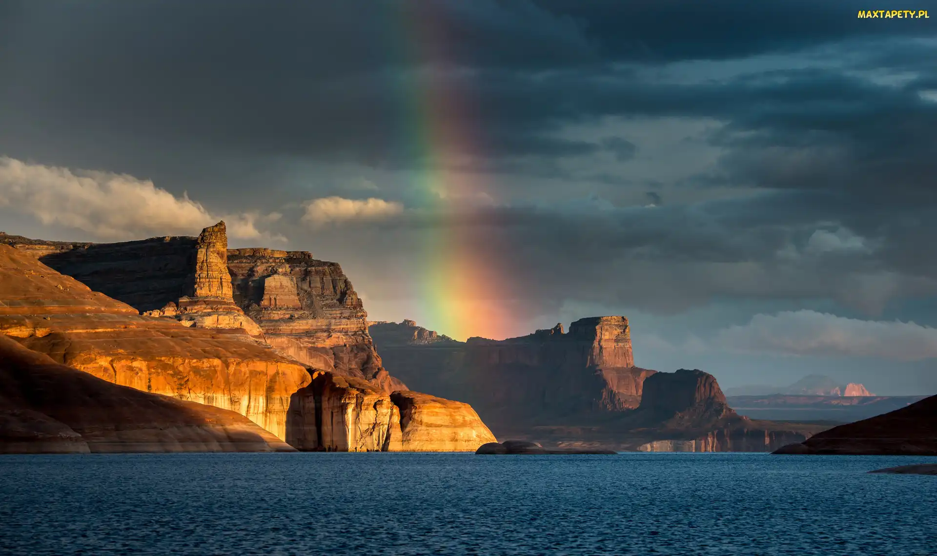 Kanion, Jezioro Powell, Zatoka Padre Bay, Tęcza, Arizona