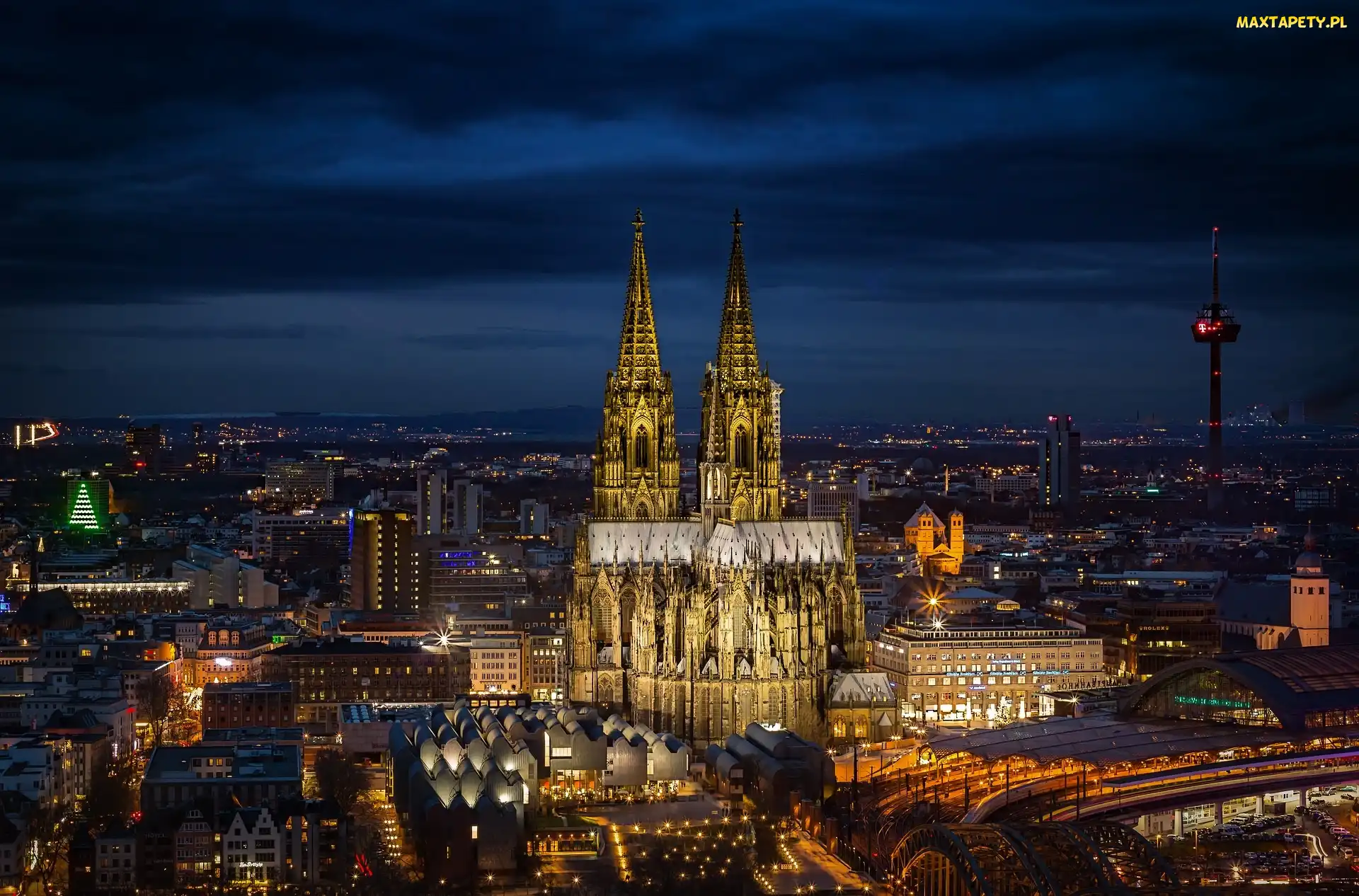 Miasto nocą, Katedra, Niemcy, Kolonia