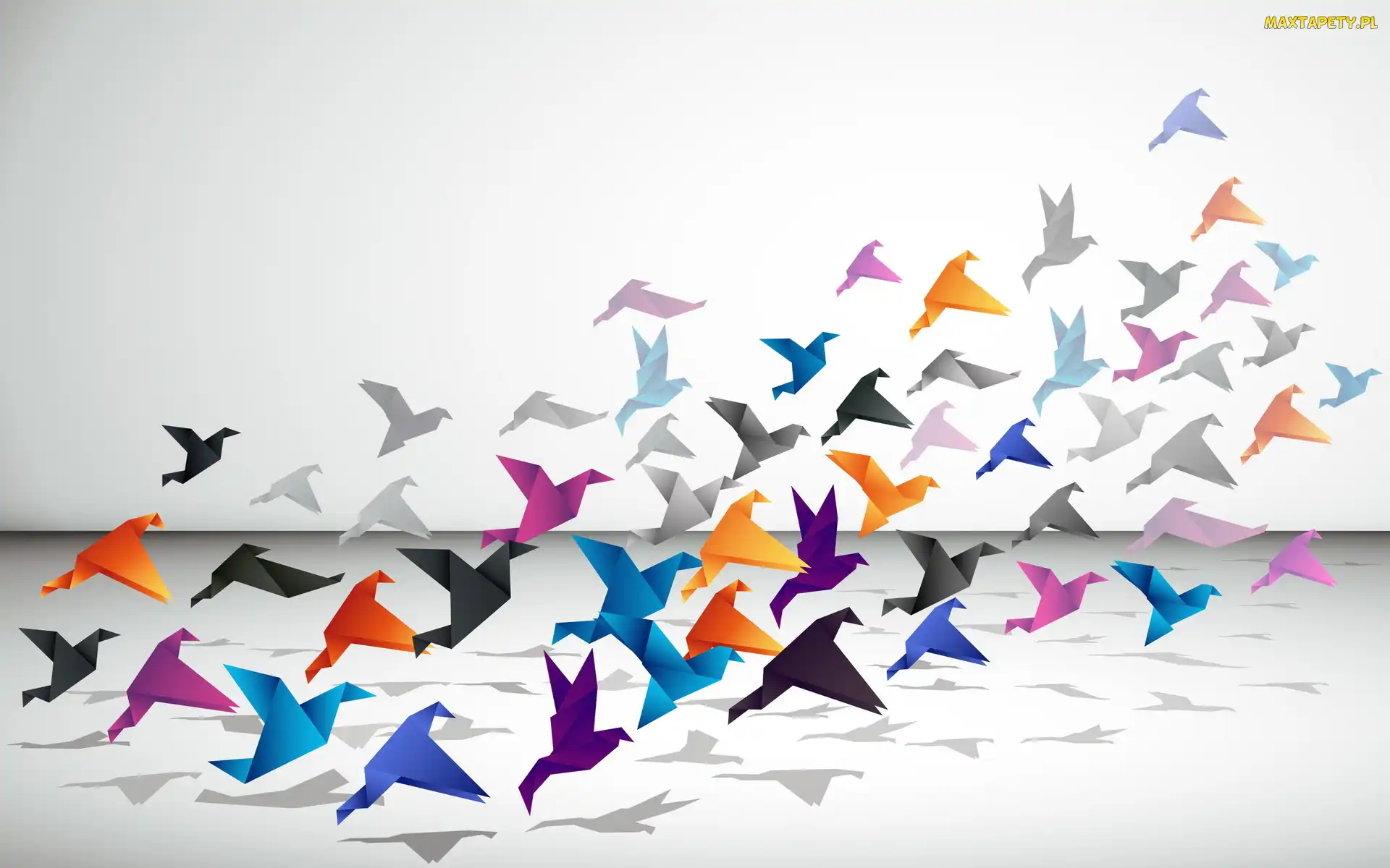 Ptaki, Origami, Kolorowe