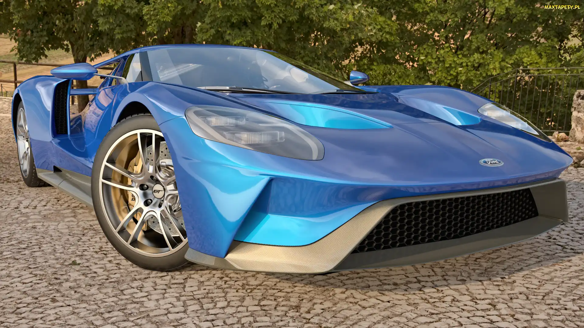 2017, Ford GT, Niebieski, Supersamochód