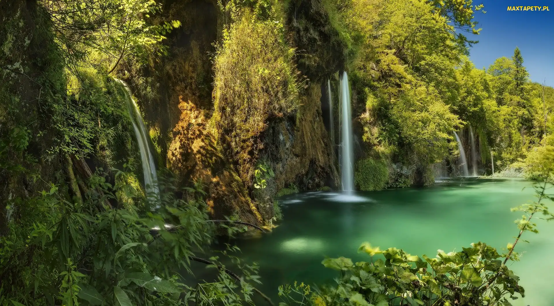 Chorwacja, Plitvice, Rośliny, Wodospad, Jezioro, Park Narodowy Jezior Plitwickich
