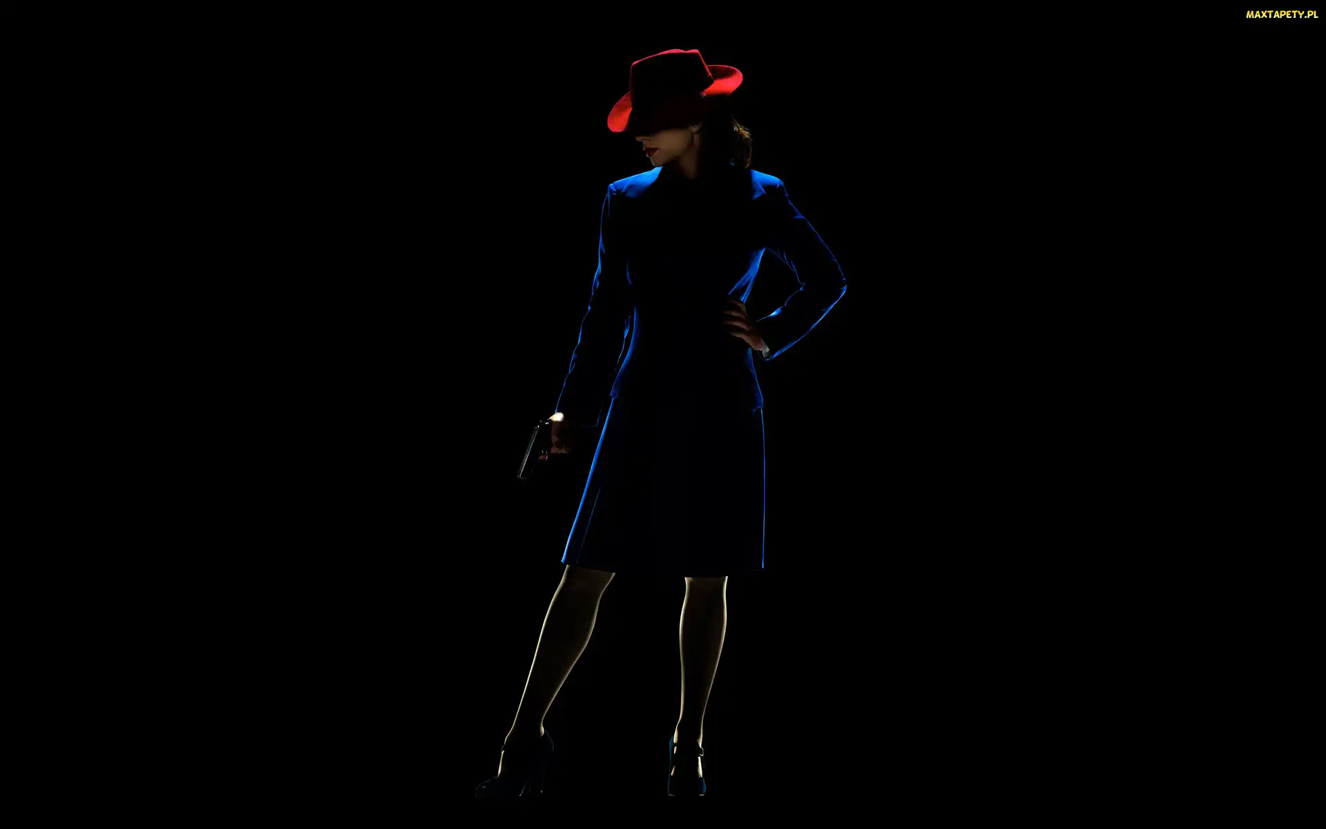 Serial, Pistolet, Hayley Atwell, Agentka Carter, Kapelusz, Kobieta, Czerwony