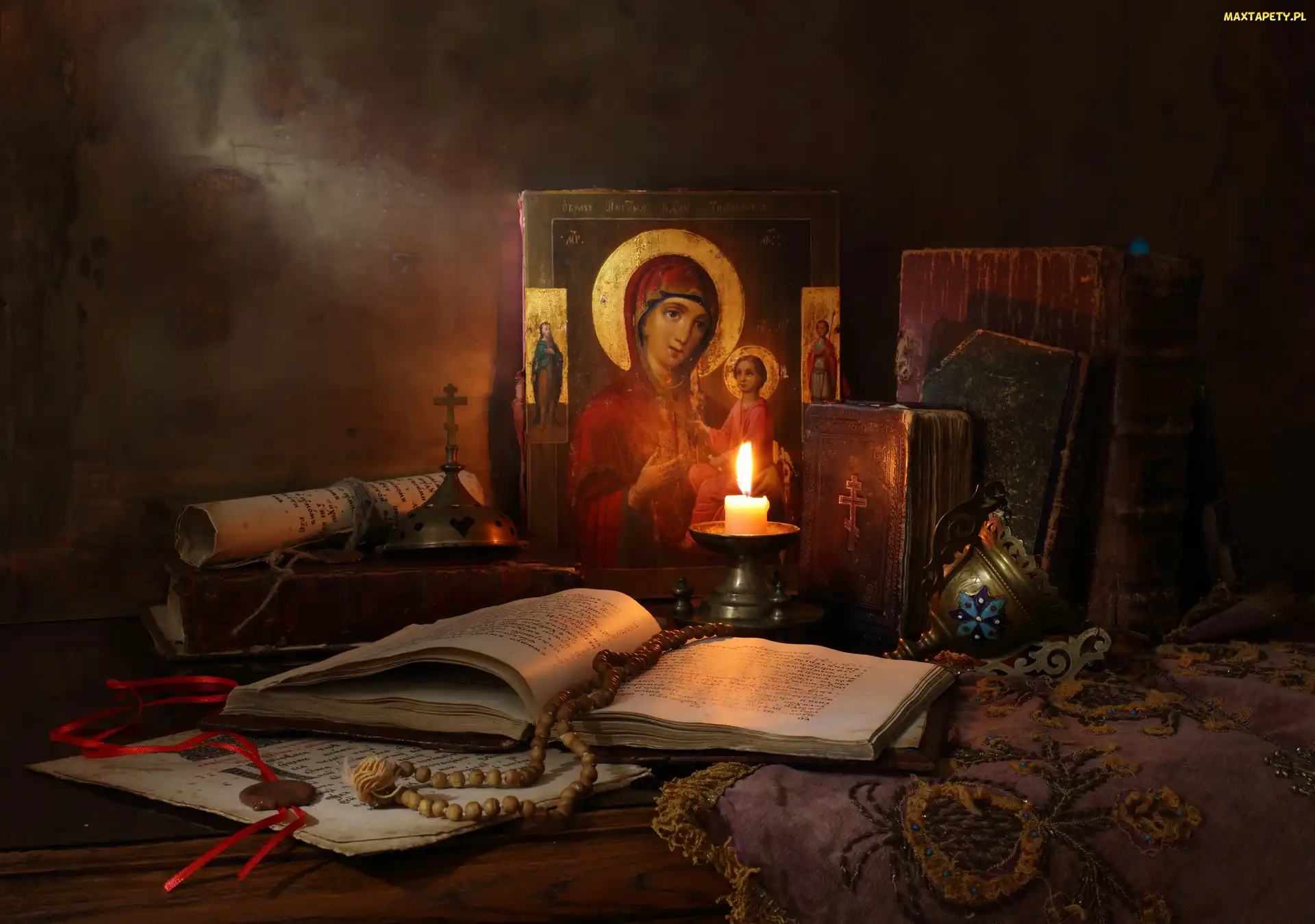 Religijna, Świeca, Ikona, Książki