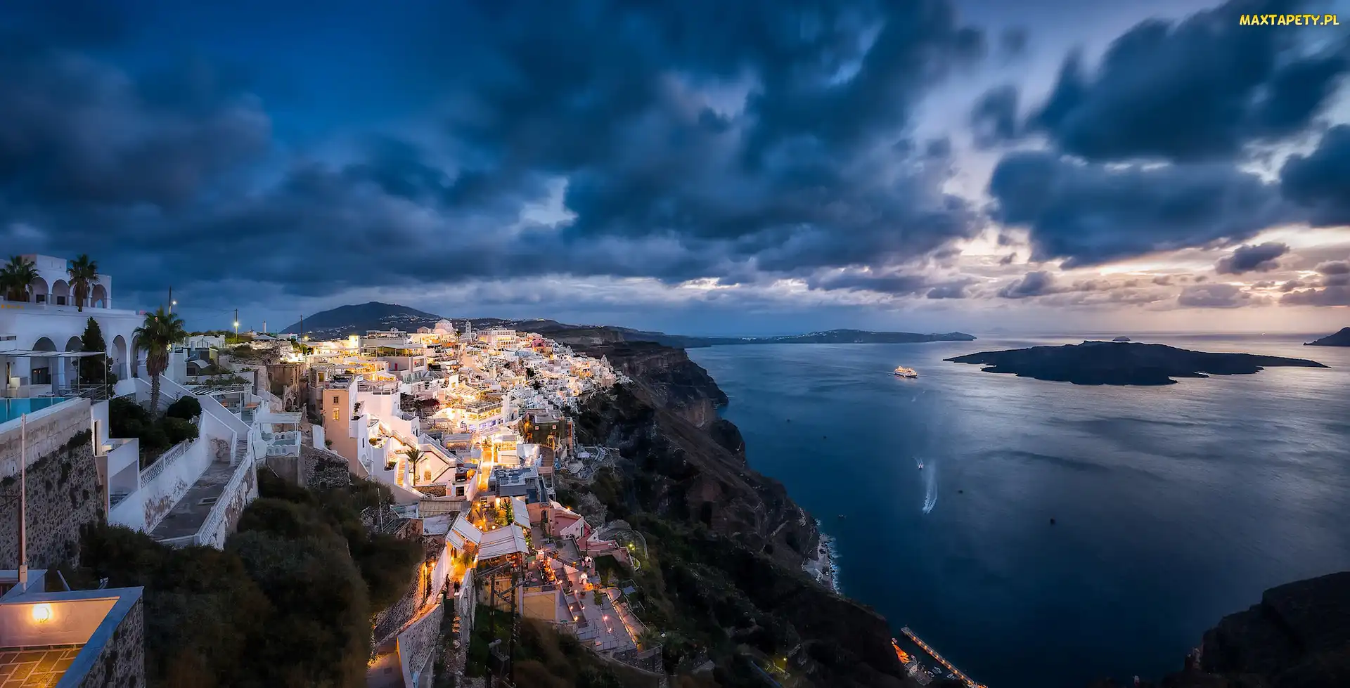 Grecja, Morze, Miasteczko, Santorini
