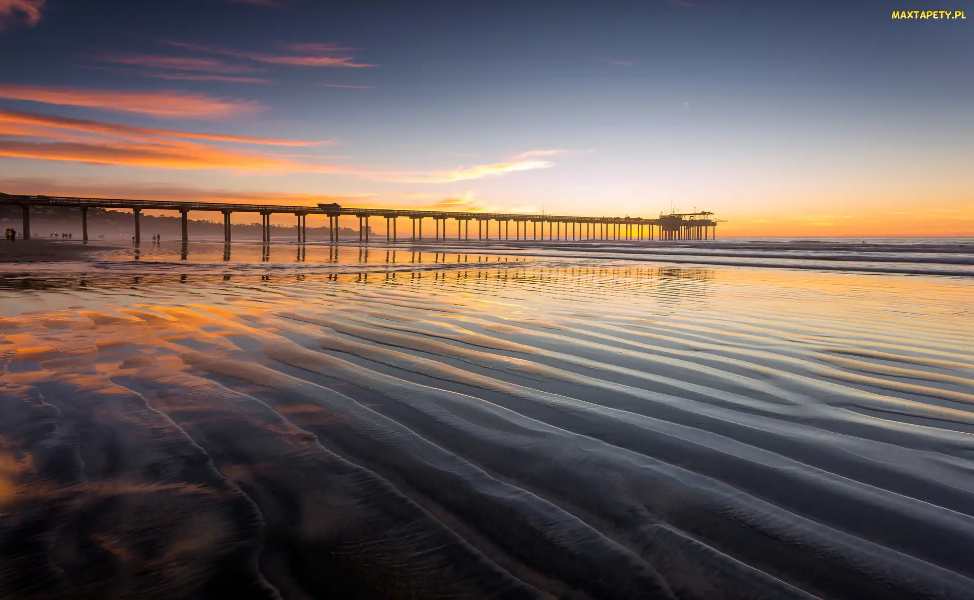 Plaża, Morze, Stan Kalifornia, Stany Zjednoczone, San Diego, Molo