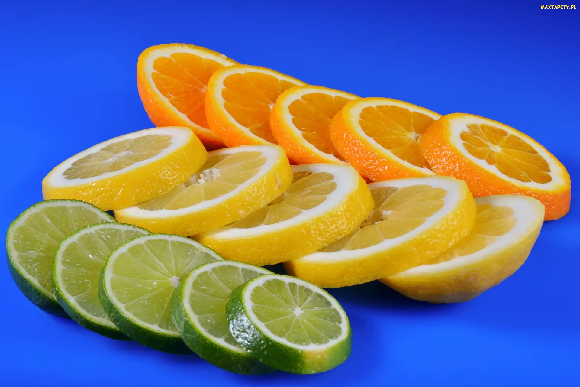Cytrusy, Pomarańcza, Limonka, Cytryna, Plasterki