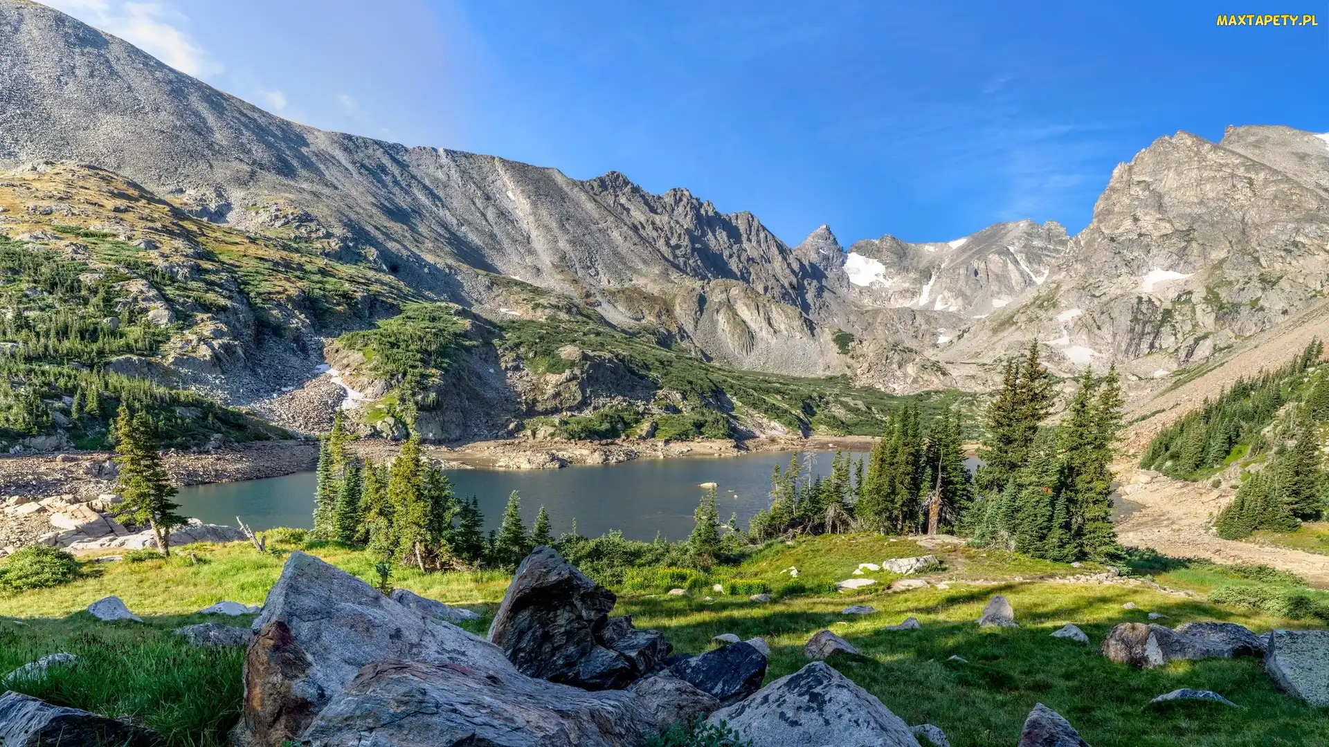 Stan Kolorado, Stany Zjednoczone, Świerki, Góry, Jezioro Isabelle, Kamienie, Indian Peaks Wilderness