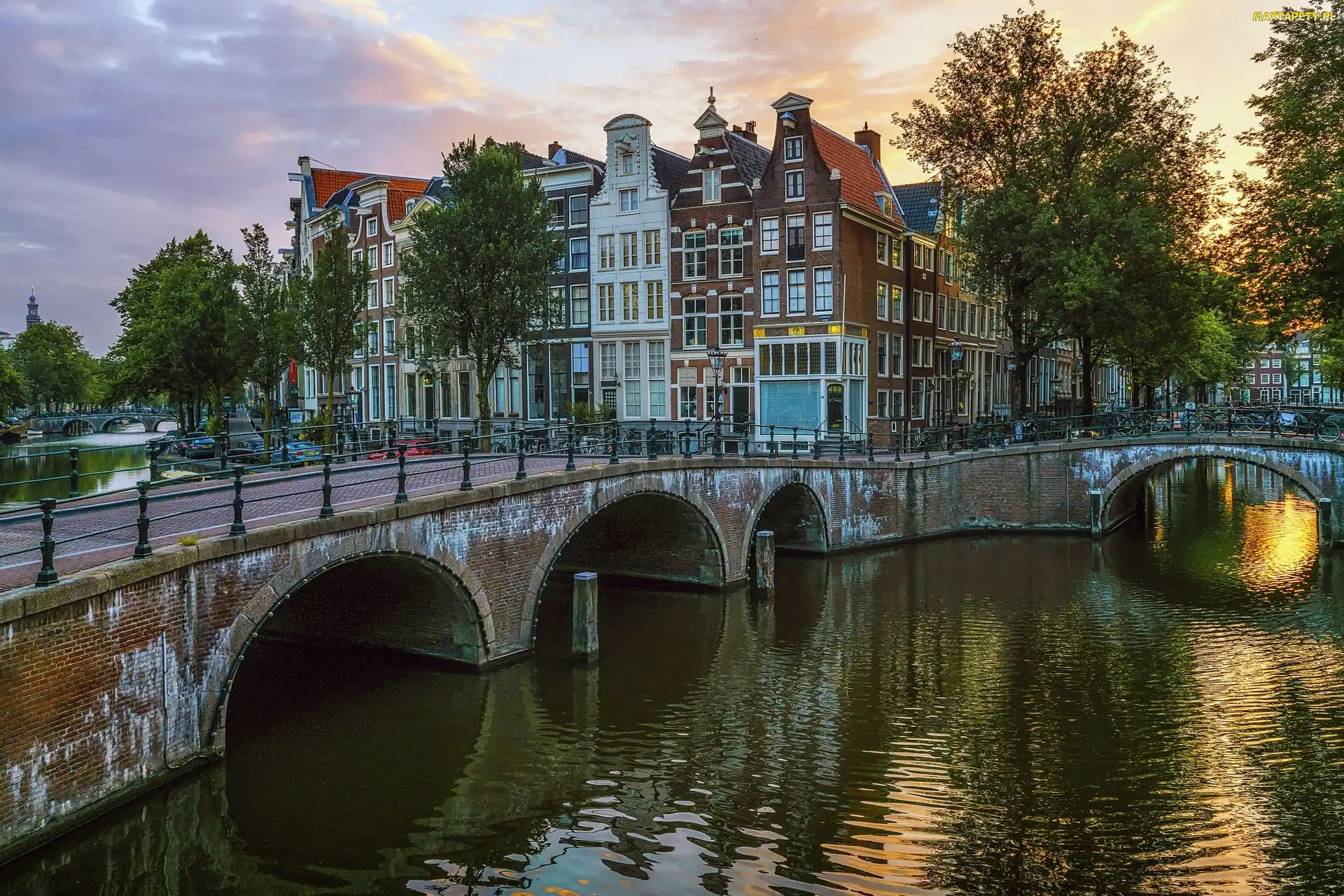 Amsterdam, Mosty, Domy, Kanał Keizersgracht, Holandia