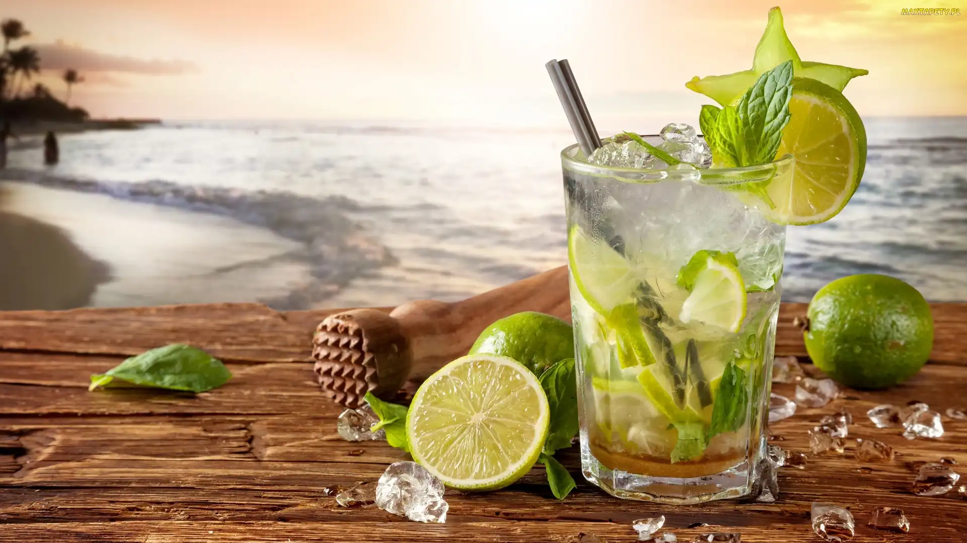 Mojito, Lód, Szklanka, Limonki, Drink