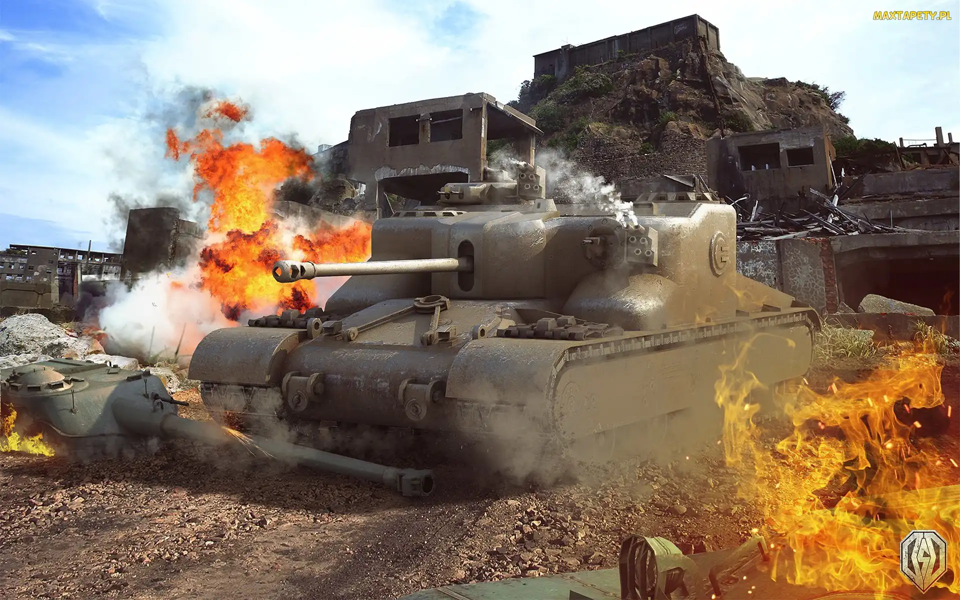 Ogień, Bunkry, World of Tanks, Gra, Czołg, Ruiny