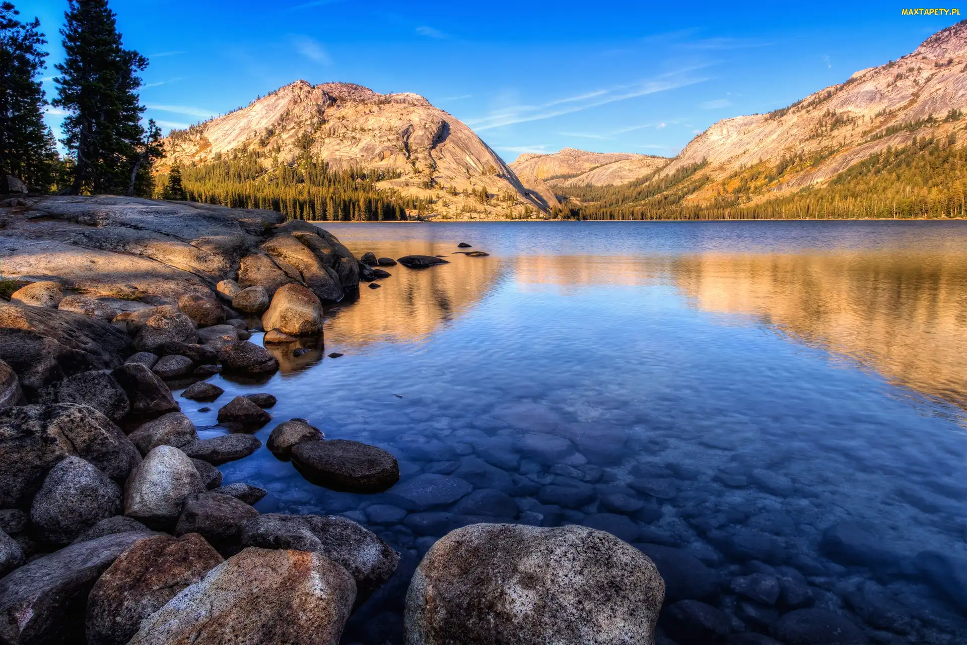 Kamienie, Jezioro Tenaya, Stan Kalifornia, Stany Zjednoczone, Park Narodowy Yosemite, Góry