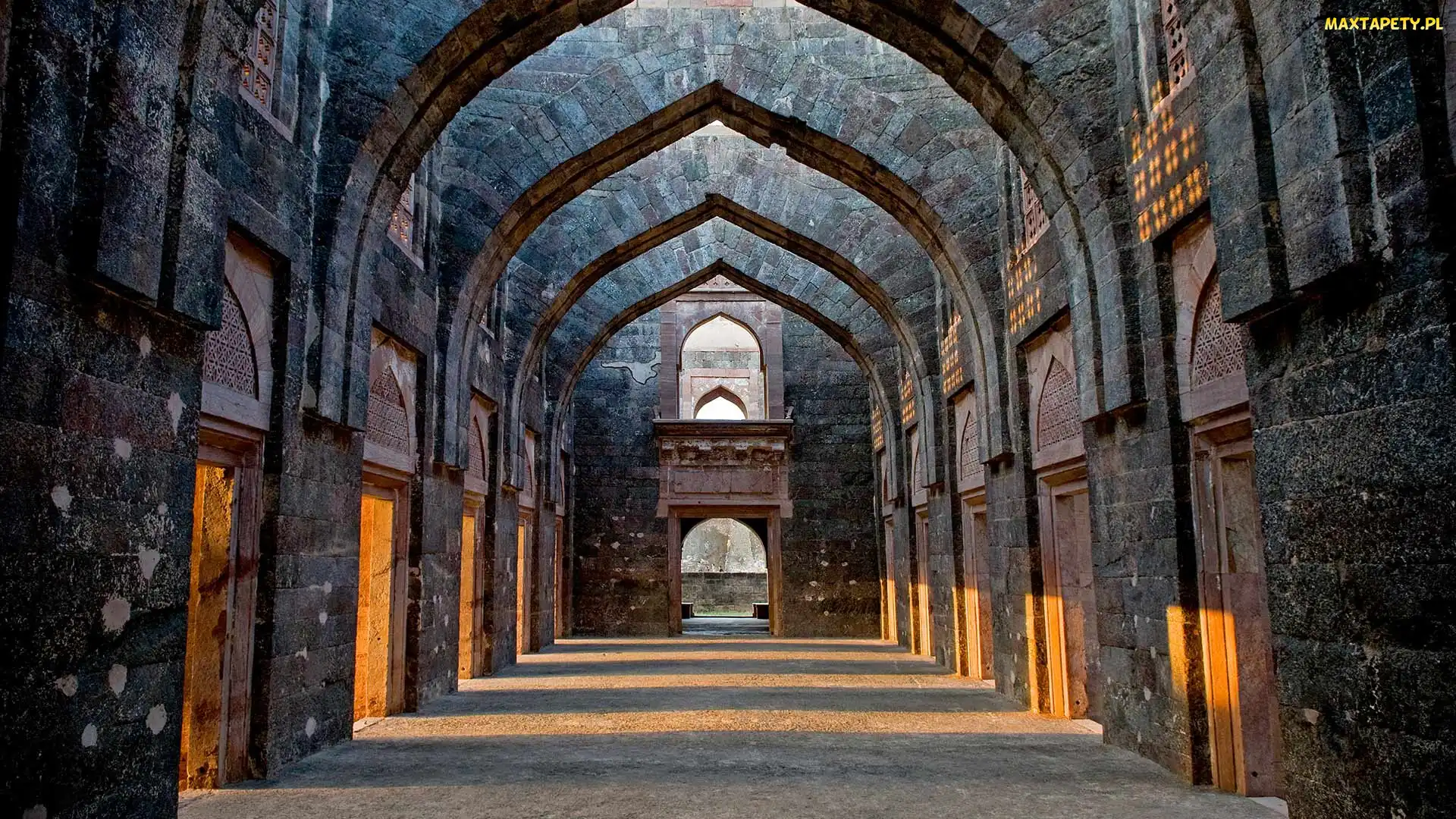 Architektura, Łuki, Mandu, Indie, Budowla, Hindola Mahal