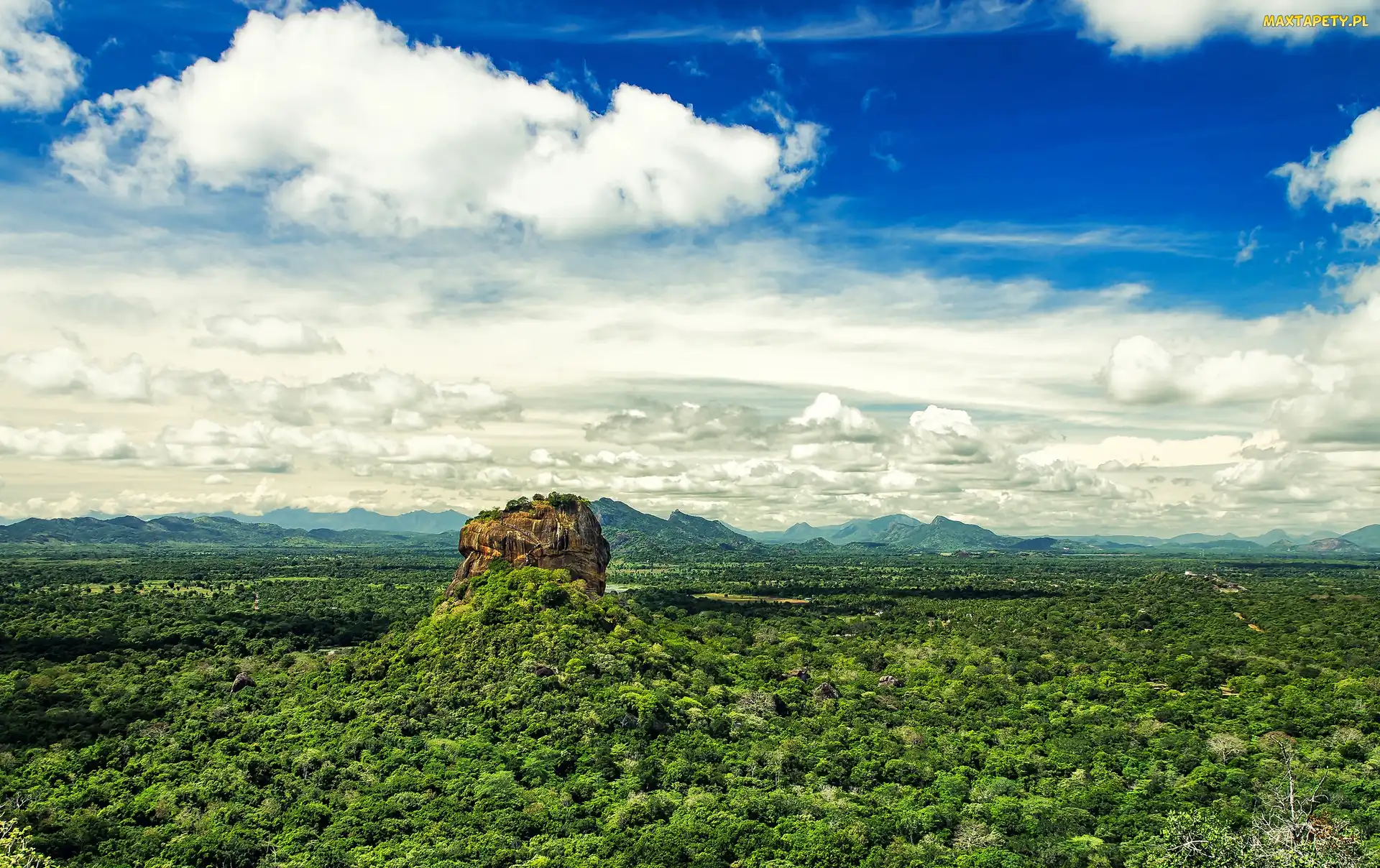 Chmury, Góry, Sigirija, Sri Lanka, Skała, Lasy