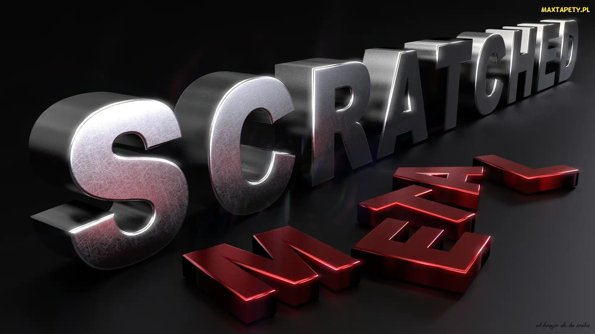Napis, Scratched metal, Grafika 3D