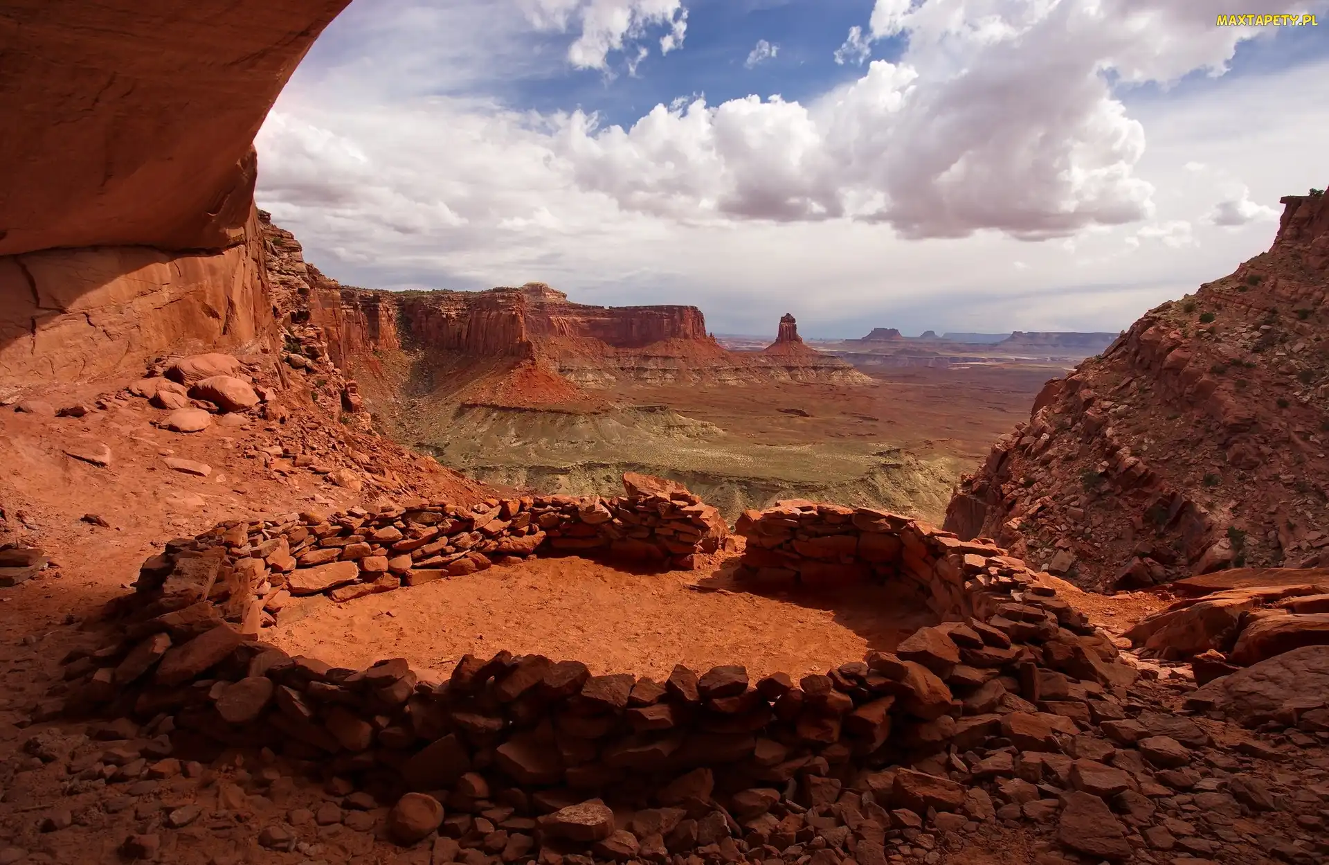 Stany Zjednoczone, Stan Utah, Skały, Kamienny krąg False Kiva, Kanion, Park Narodowy Canyonlands
